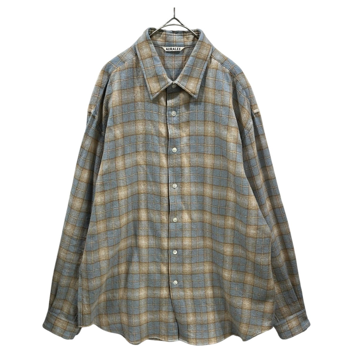 AURALEE(オーラリー) 2025AW AIRY WOOL CHECK SHIRT エアリー ウール チェック シャツ A25AS01WN 5 ブルー×ベージュ