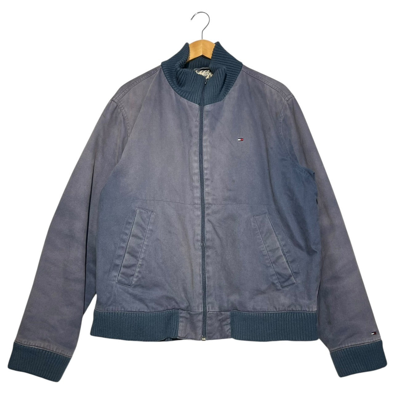 HILFIGER DENIM(ヒルフィガーデニム) 00's Rear logo ribbed bomber blouson 背面ロゴ リブ ボンバー ブルゾン XL ネイビー ジャケット