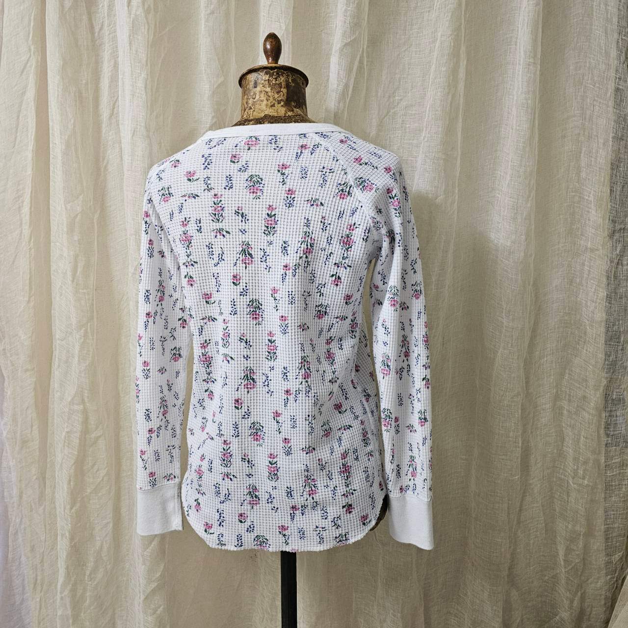 VINTAGE(ヴィンテージ) 80's~  floral pattern thermal 花柄のサーマルカットソー FREE ホワイト