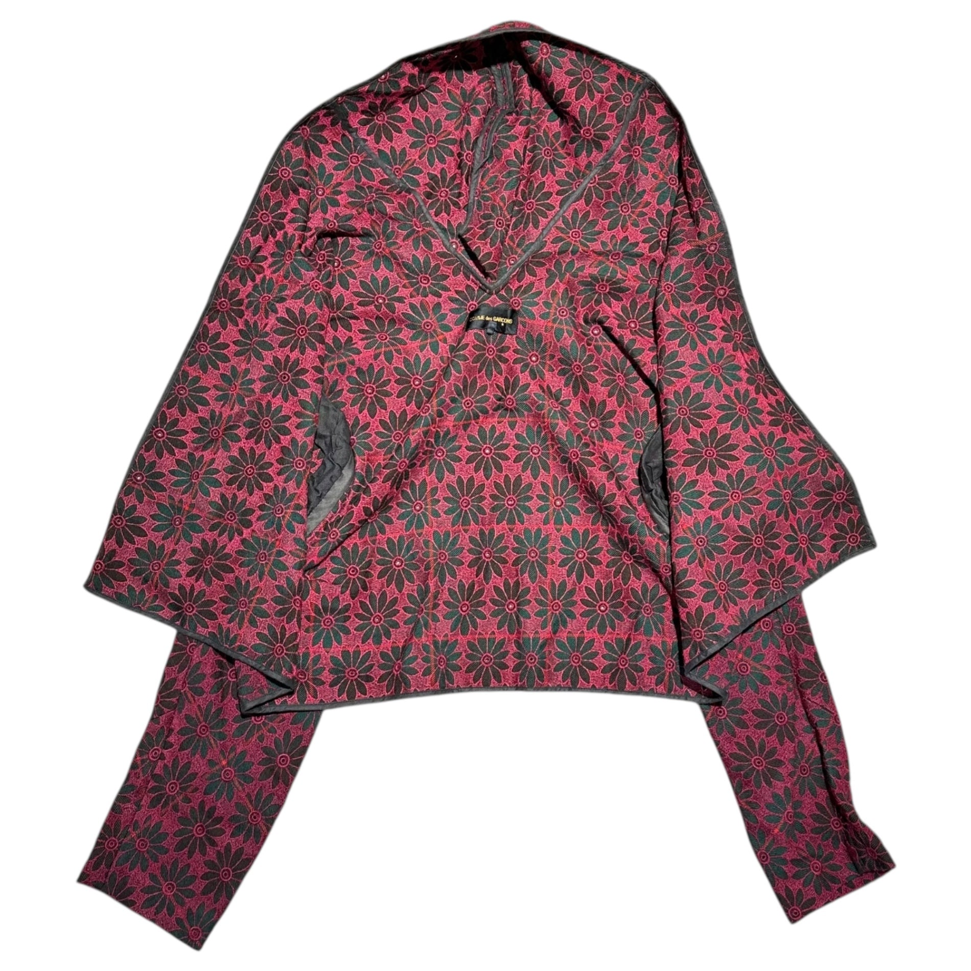 COMME des GARCONS(コムデギャルソン) 99AW Vintage Flower stitchwork modified buttonless jacket  ヴィンテージ フラワー ステッチワーク 変形 ボタンレス ジャケット GJ-04030S S ブラック×レッド AD1999