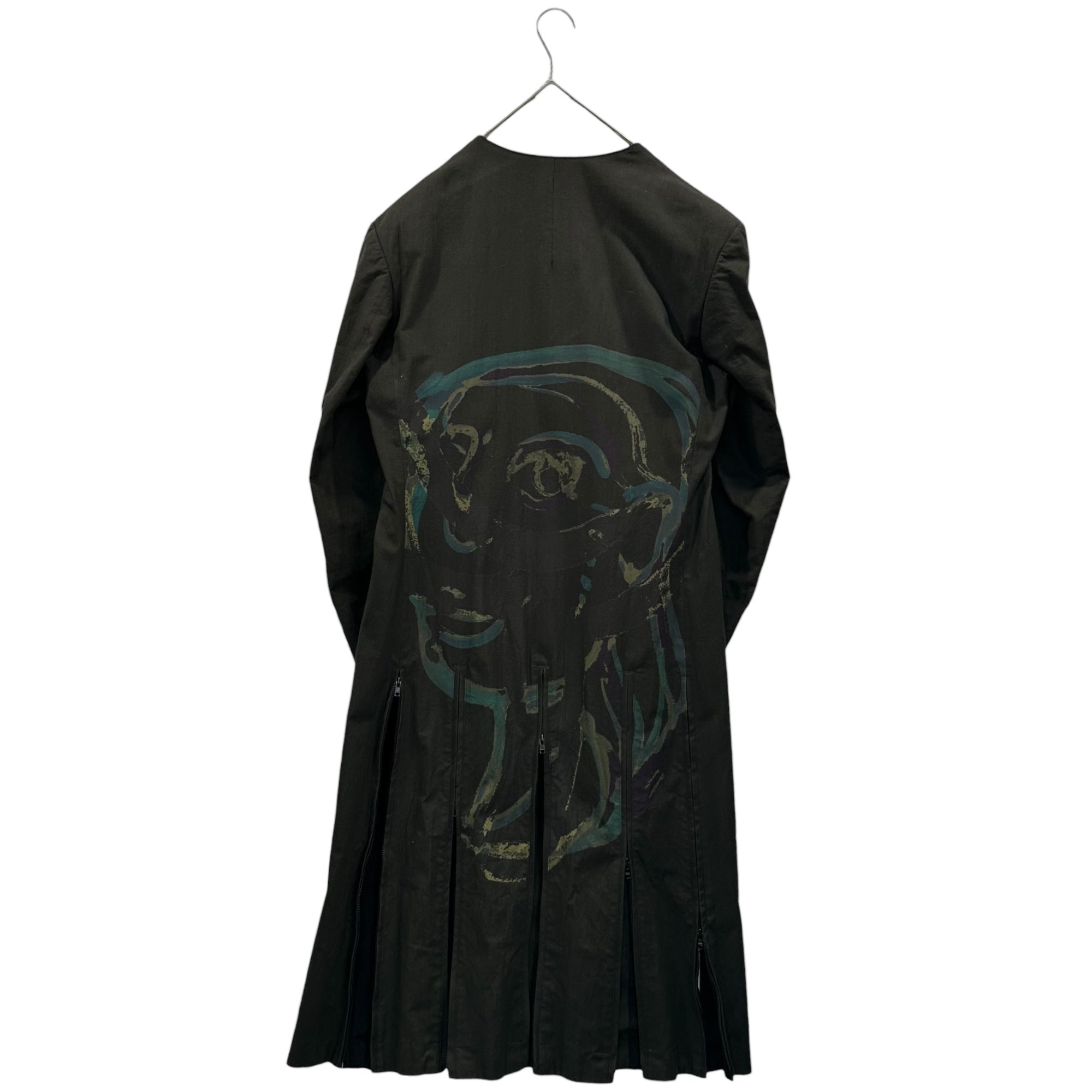 YOHJI YAMAMOTO POUR HOMME(ヨウジヤマモトプールオム) 20SS Yuka Asakura Back-Print Multi-Zip Long Jacket 朝倉優佳 バックプリント 多ジップ ロング ジャケット コート  HN-J55-018 2(M程度) ブラック 2020SSコレクション LOOK4