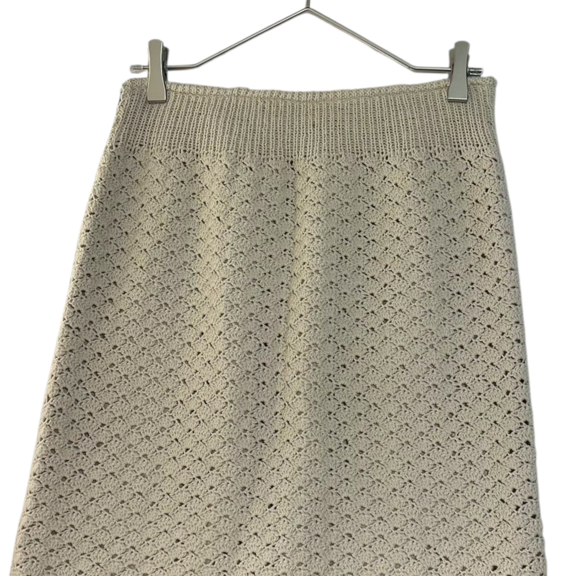 Euro vintage(ヨーロッパヴィンテージ) 70's Mont Blanc_ami ami lace knit skirt ニットレース編みスカート 表記無し(Mサイズ程度) ベージュ / 後見頃裾に汚れ有