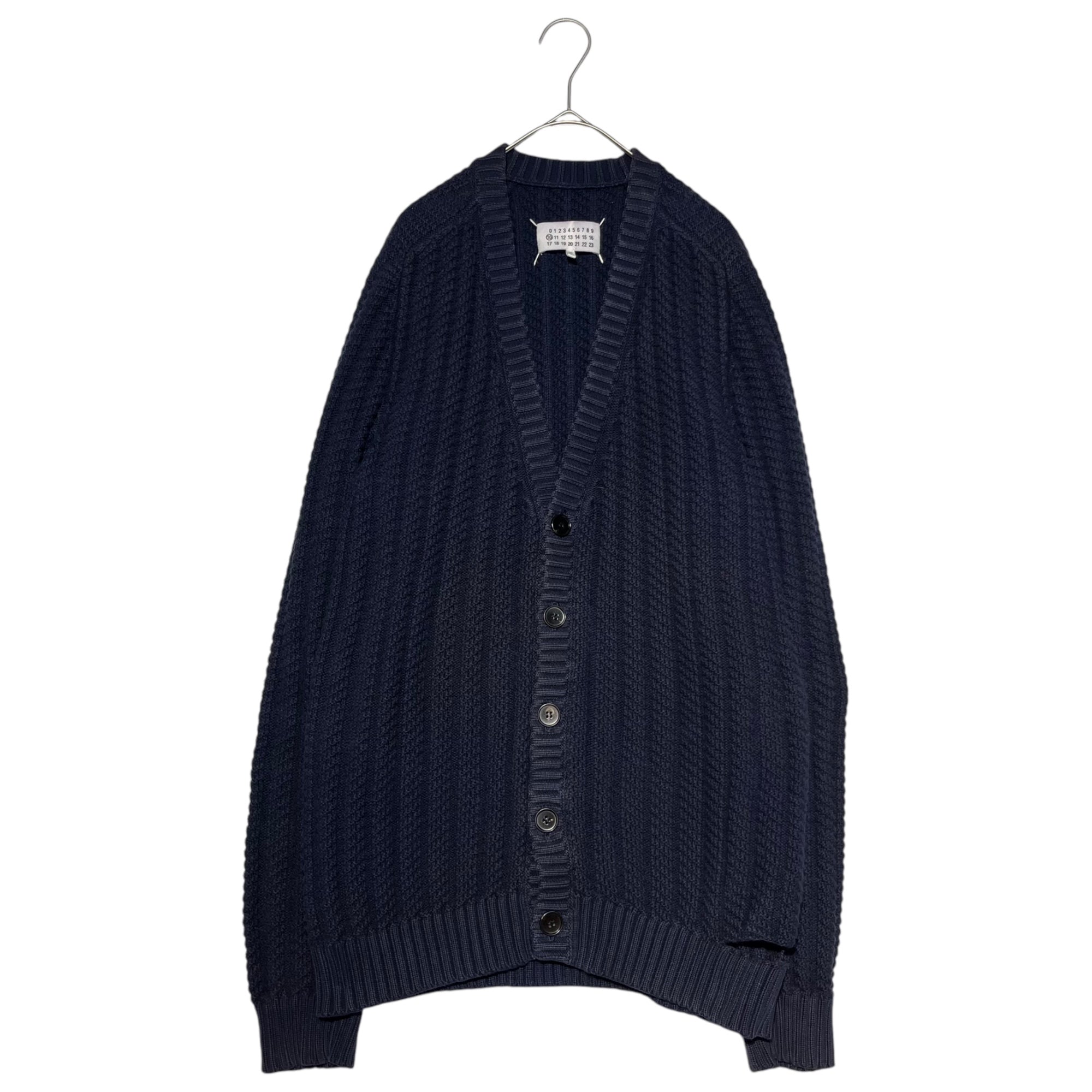 MAISON MARGIELA(メゾンマルジェラ) 15SS Destroy cable cotton knit cardigan デストロイ ケーブル コットン ニット カーディガン S50GP0030 S ネイビー ダメージ加工