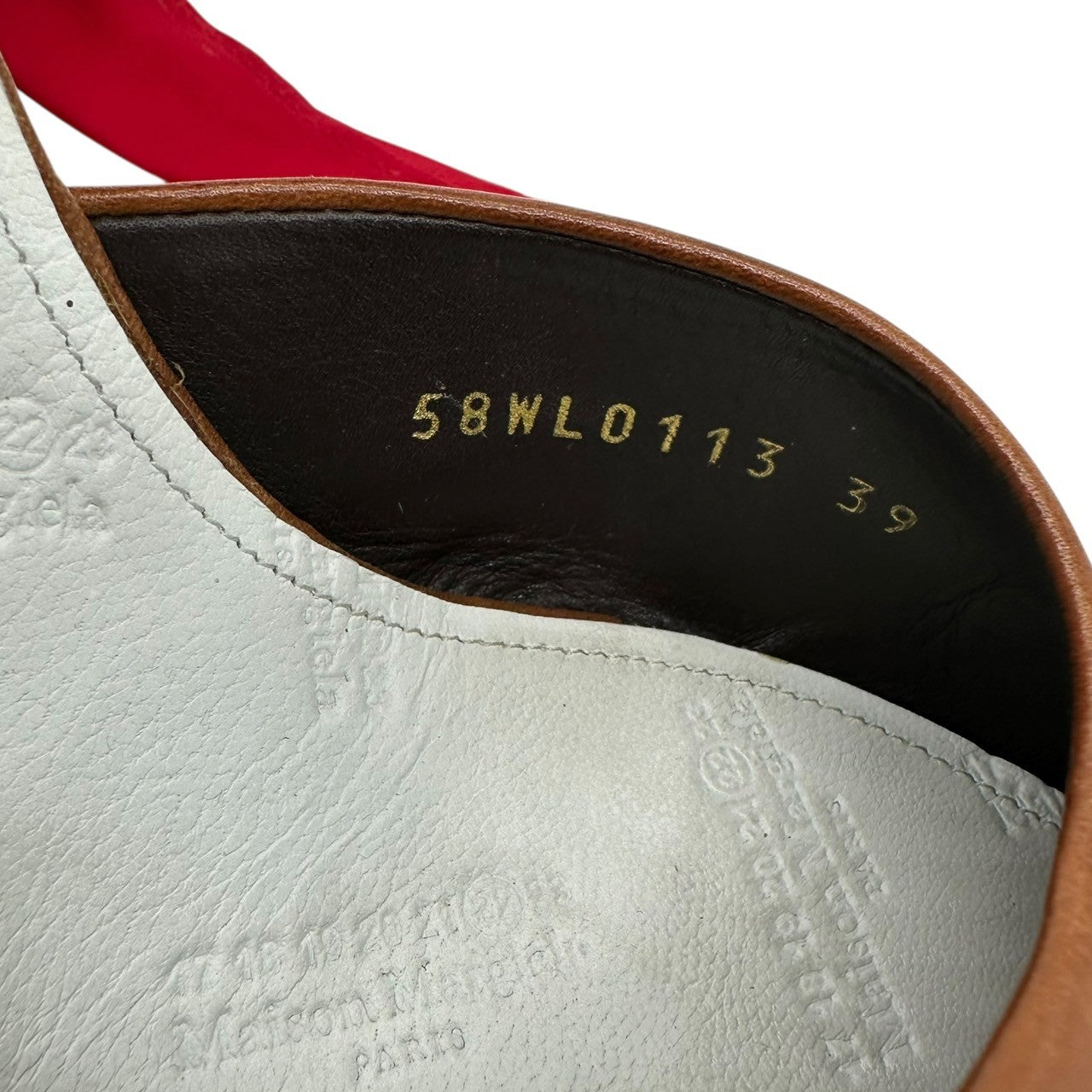 MAISON MARGIELA(メゾンマルジェラ) Scarf Band Heel Pumps スカーフ バンド ヒール パンプス 58WL0113 39(25.5cm程度) ブラウン×レッド