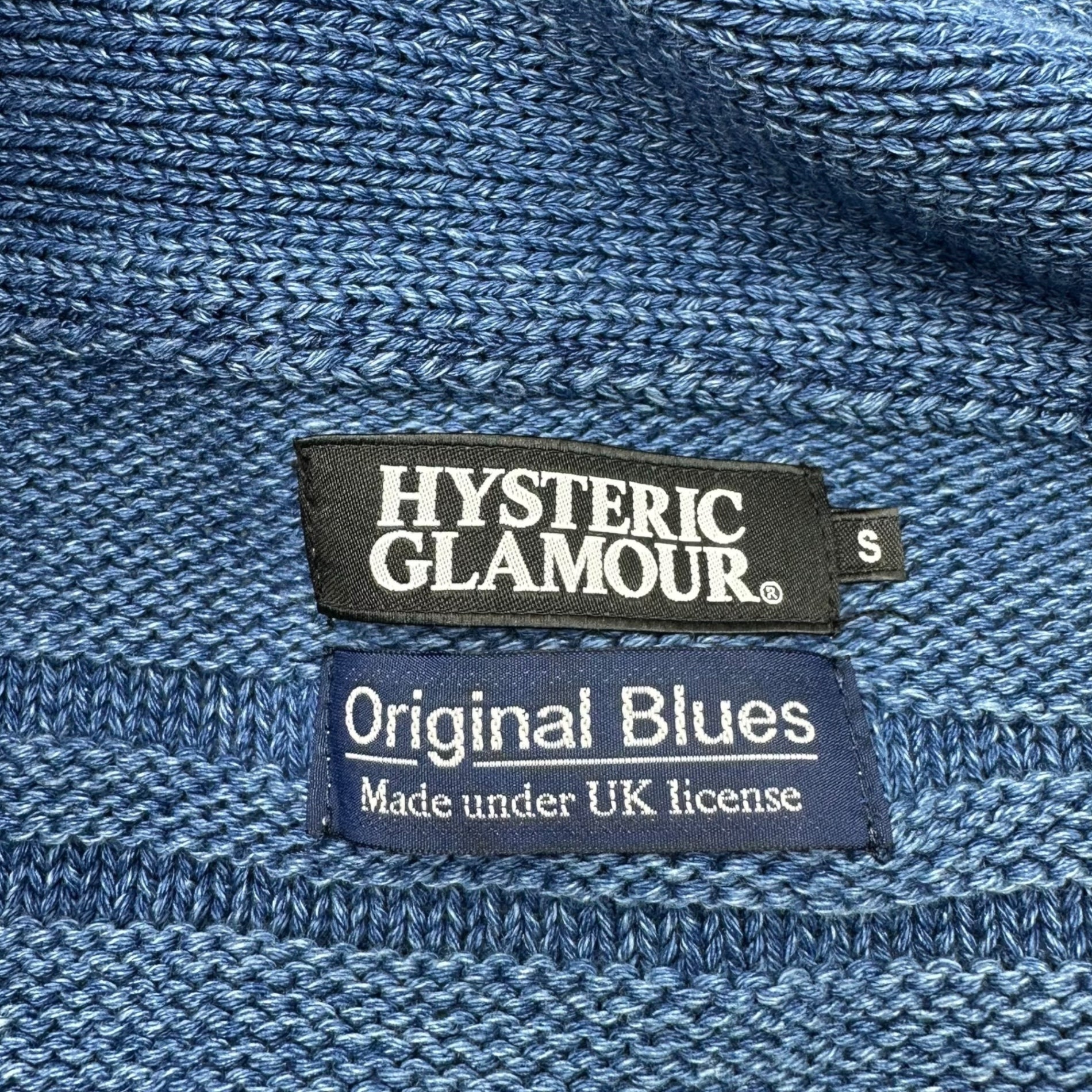 HYSTERIC GLAMOUR(ヒステリックグラマー) 18SS Shawl collar indigo knit cardigan with conchos ショールカラー インディゴ コンチョ付き ニット カーディガン 02181ND02 S インディゴ(ユーズド加工)