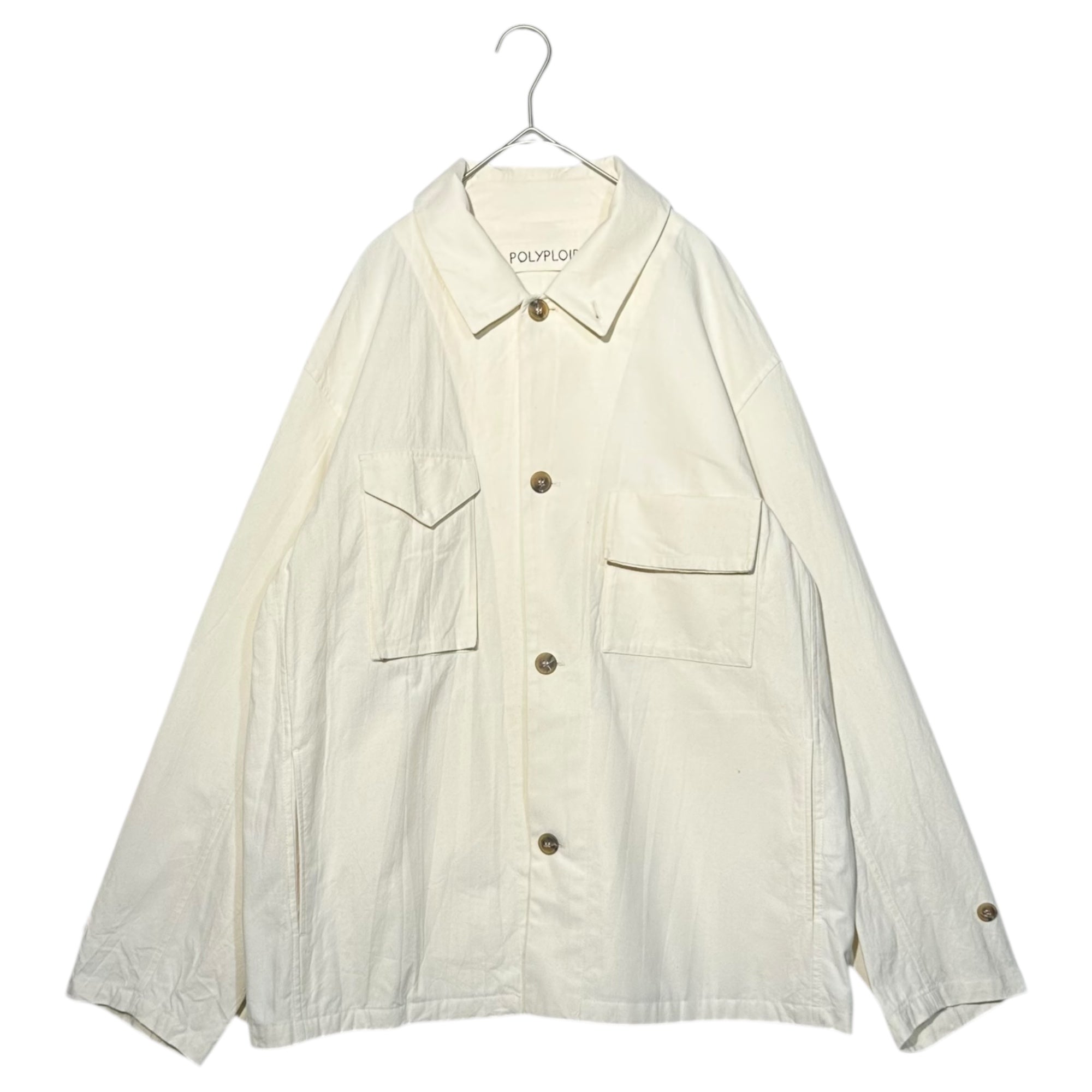 POLYPLOID(ポリプロイド) WORKWEAR JACKET -A- ワークウェア ジャケット Aタイプ コットン シャツジャケット アシンメトリー 08-A-08 WWJK 3(M) アイボリー 定番人気商品
