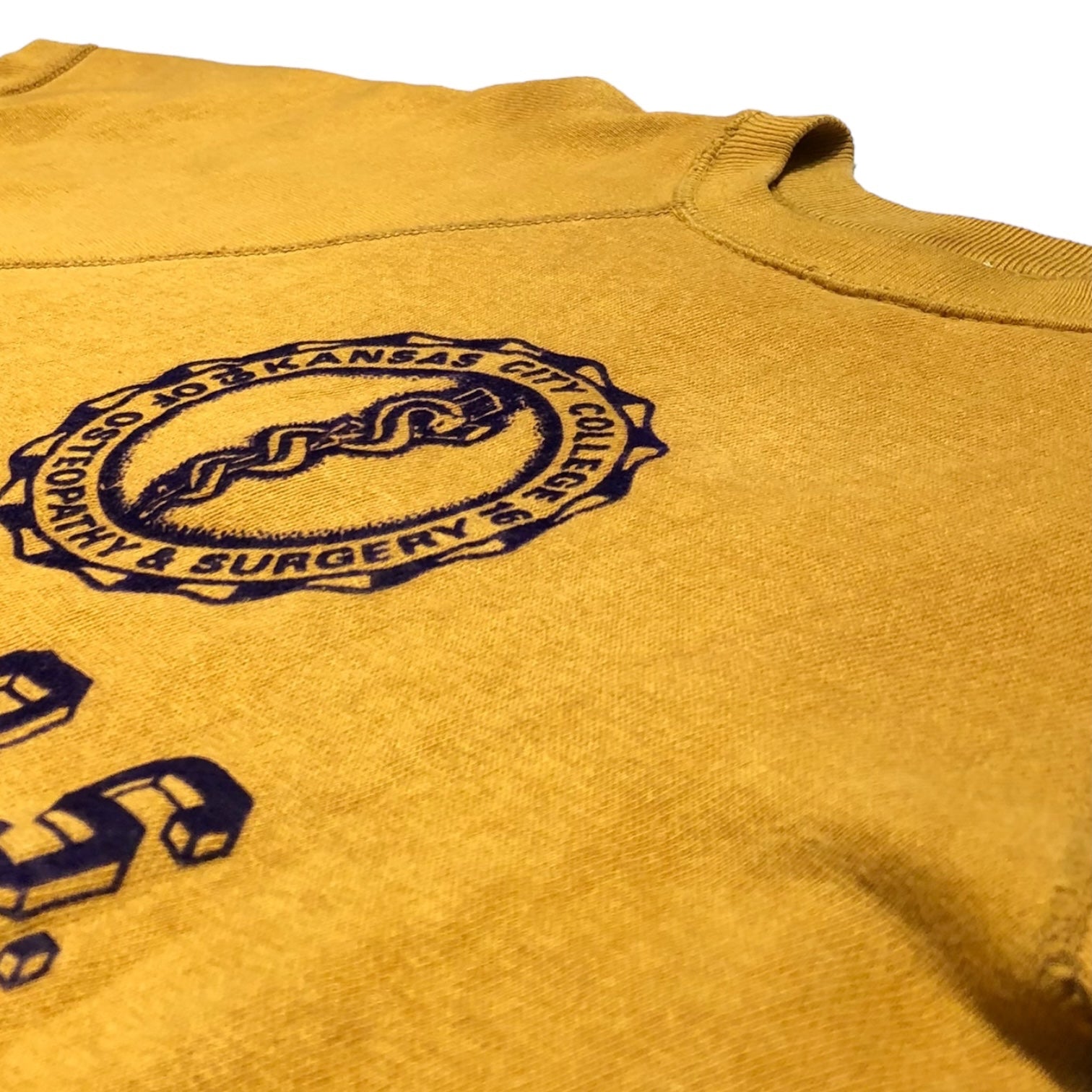 ARTEX(アルテックス アーテックス) 60's "KANSAS CITY COLLEGE" S/S sweat shirt カレッジ プリント 半袖 スウェット M イエロー 60年代 ヴィンテージ