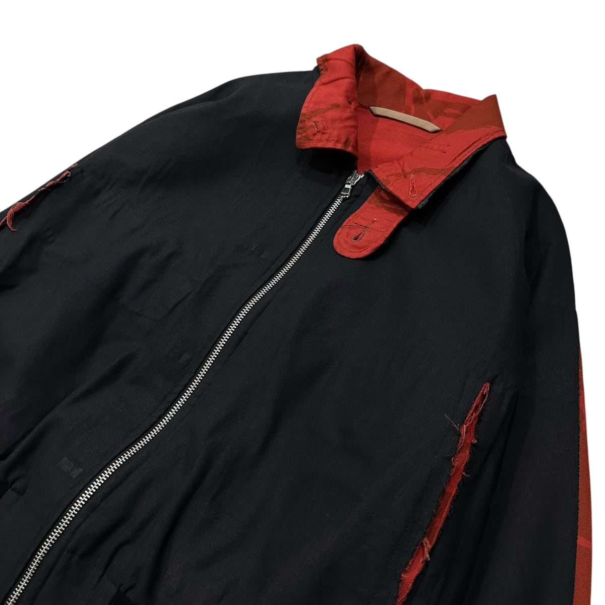 PROTOTYPES(プロトタイプス) 2024AW BONDED HARRINGTON JACKET ボンデッド ハリントン ジャケット 31PT070W01USBR S/M ブラック×レッド VETEMENTS出身ブランド ヴィンテージ加工
