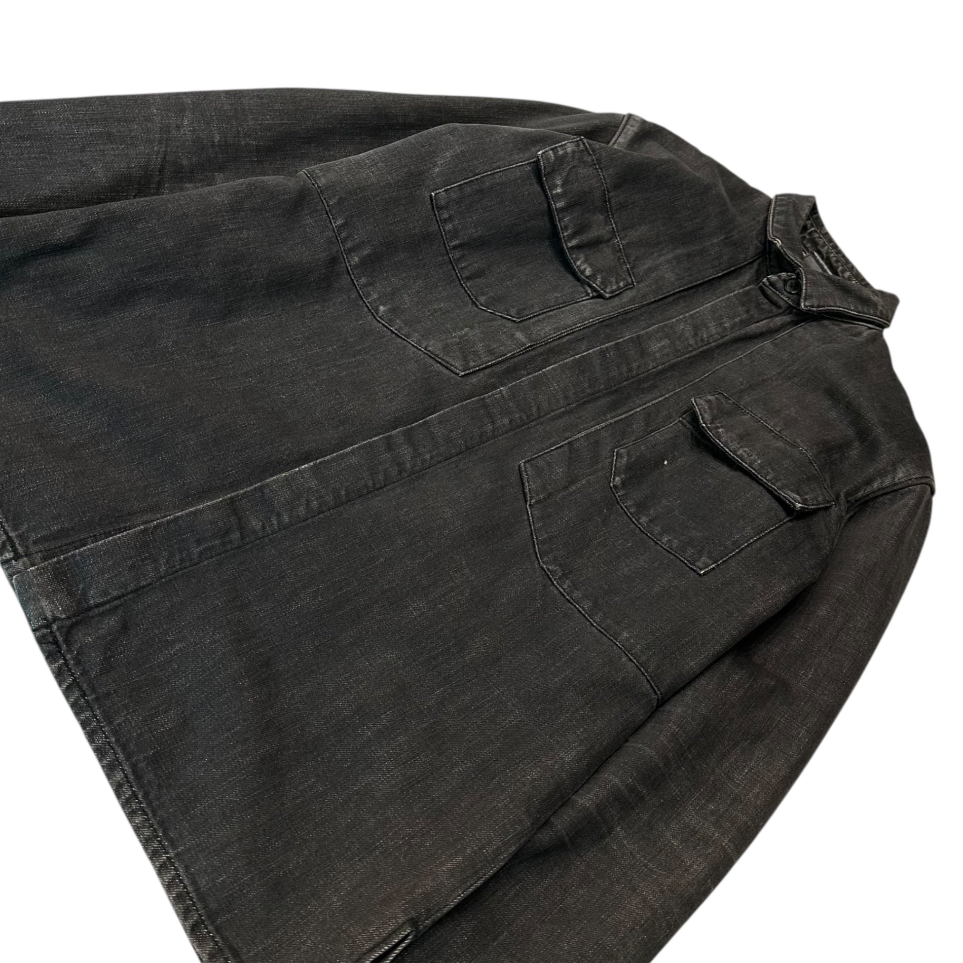 Dior HOMME(ディオールオム) 03SS by Hedi Slimane Wash-processed Double-breasted Denim Shirt Jacket エディスリマン ウォッシュ加工 比翼 デニム シャツ ジャケット 38(M程度) ブラック アーカイブ エディ期