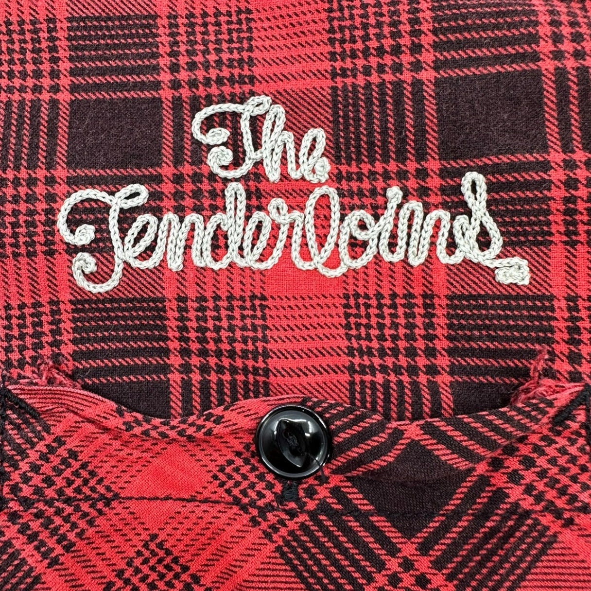 TENDERLOIN(テンダーロイン) Chain stitch cotton L/S shirt チェーン ステッチ コットン 長袖 シャツ レッド×ブラック
