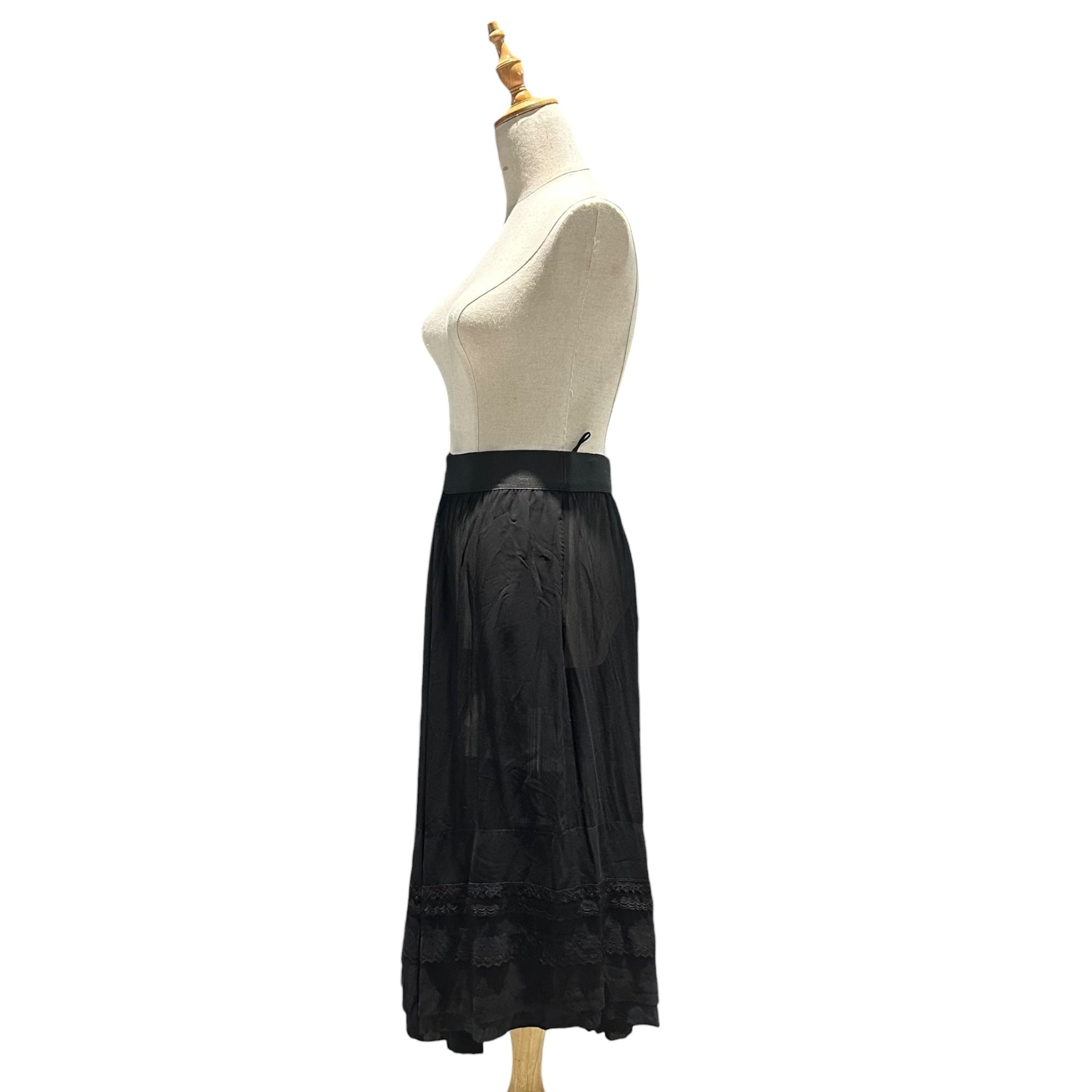 COMME des GARCONS(コムデギャルソン) 2005SS Hem-Decorated Cupro Sheer Skirt 裾 装飾 キュプラ シアー スカート GO-S083 S ブラック 製品染め SAMPLE品