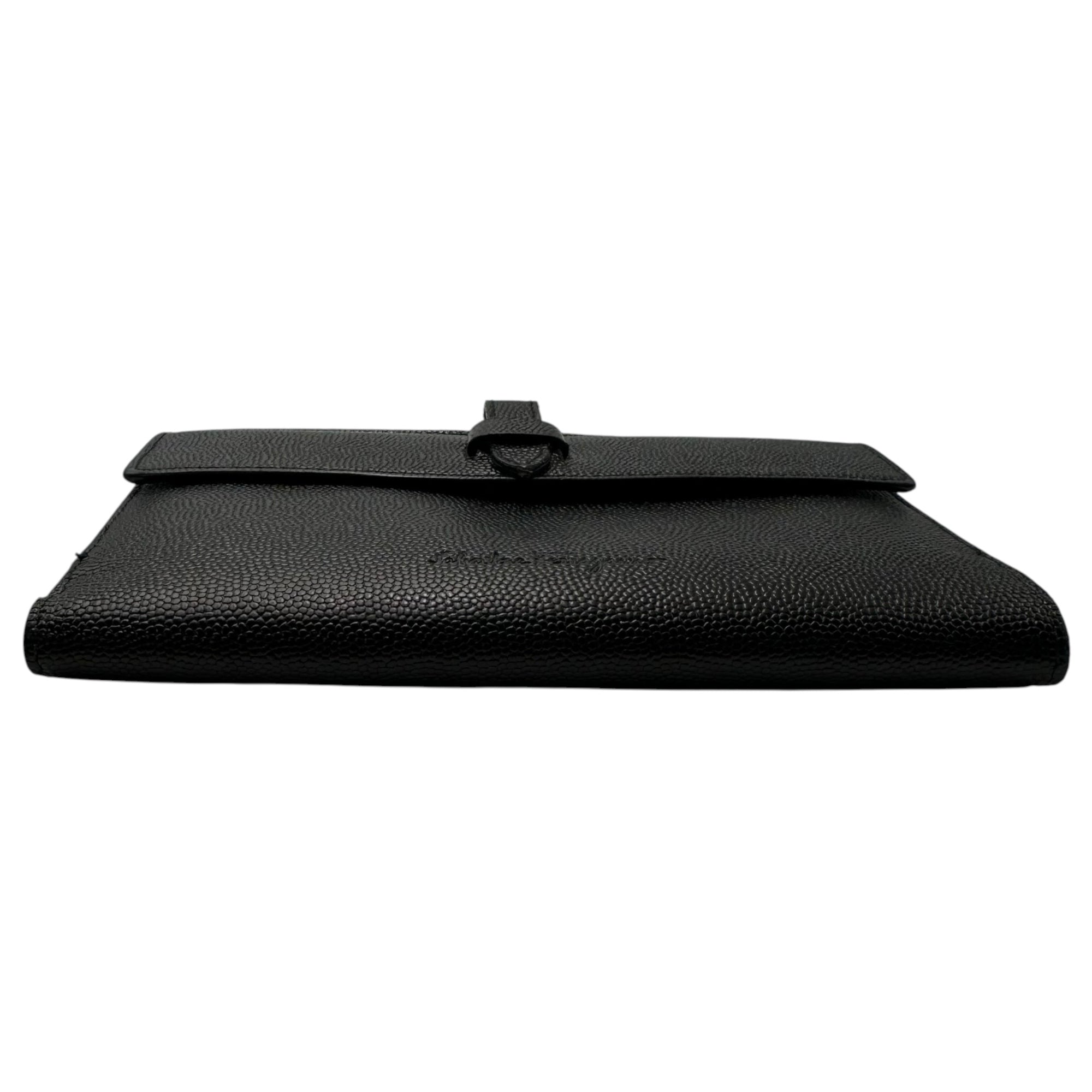 Salvatore Ferragamo(サルヴァトーレフェラガモ) Embossed Leather Wallet エンボス レザー 折り財部 ブラック