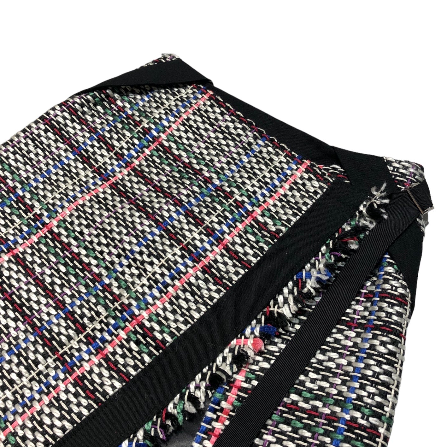 sacai(サカイ) 17AW  Different material docking tweed wrap skirt 異素材ドッキング ツイード ラップ スカート 17-02930 2(M程度) ホワイト　マルチカラー レース フリンジ