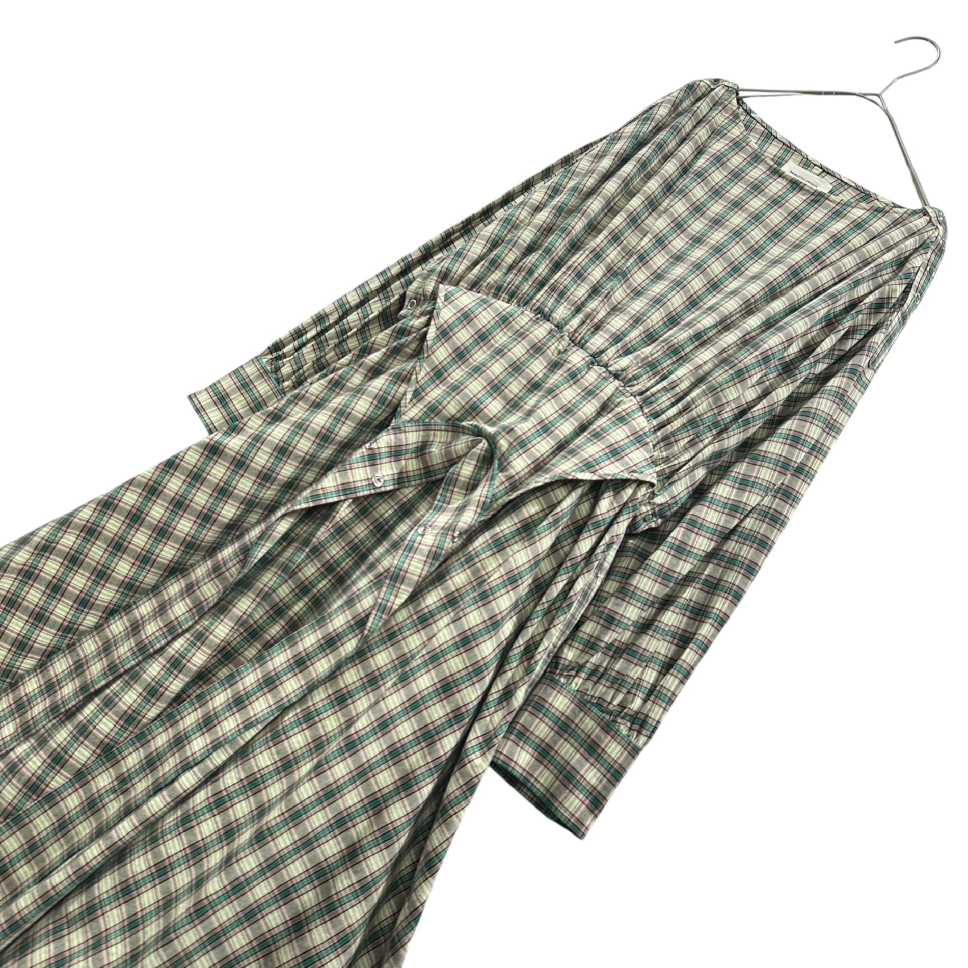 beautiful people(ビューティフルピープル) 2021AW double-end tartan ox dolman sleeve dress ダブル エンド タータン チェック オックス ドルマンスリーブ ワンピース 1145104001 36(S) イエロー×グリーン×ピンク 参考定価75,900円(税込)