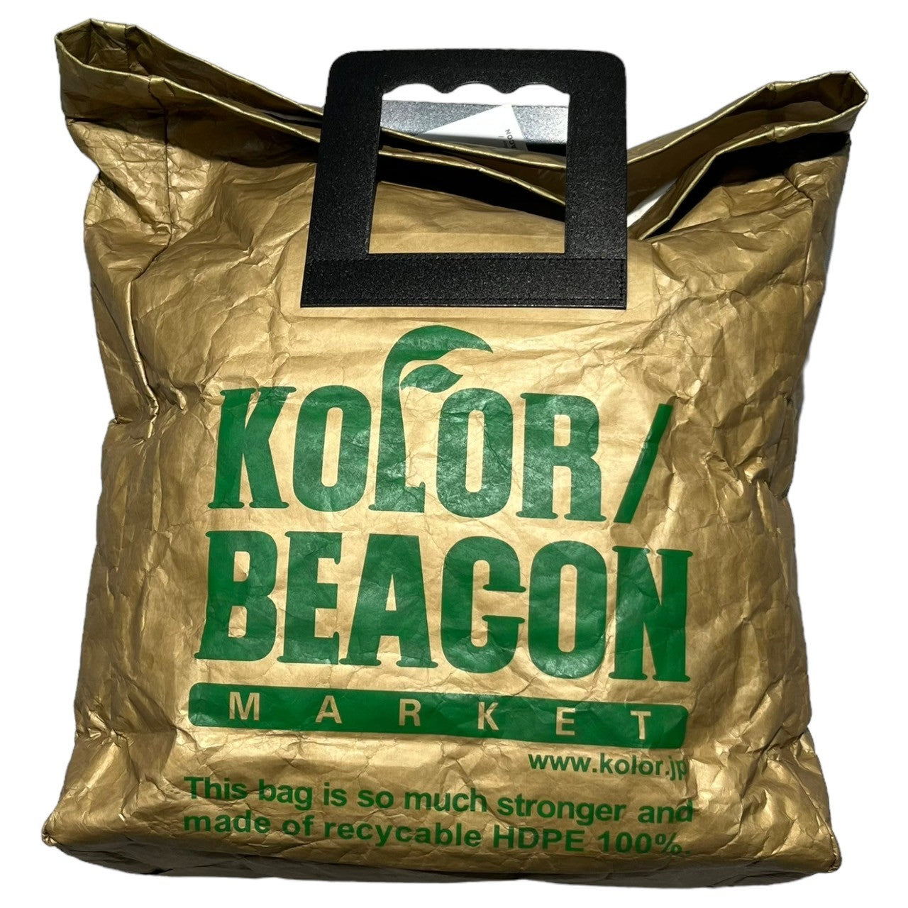 kolor BEACON(カラー ビーコン) 22SS paper-like tote bag 紙袋 ロゴ トート バッグ 22SBM-A03533 ブラウン×グリーン