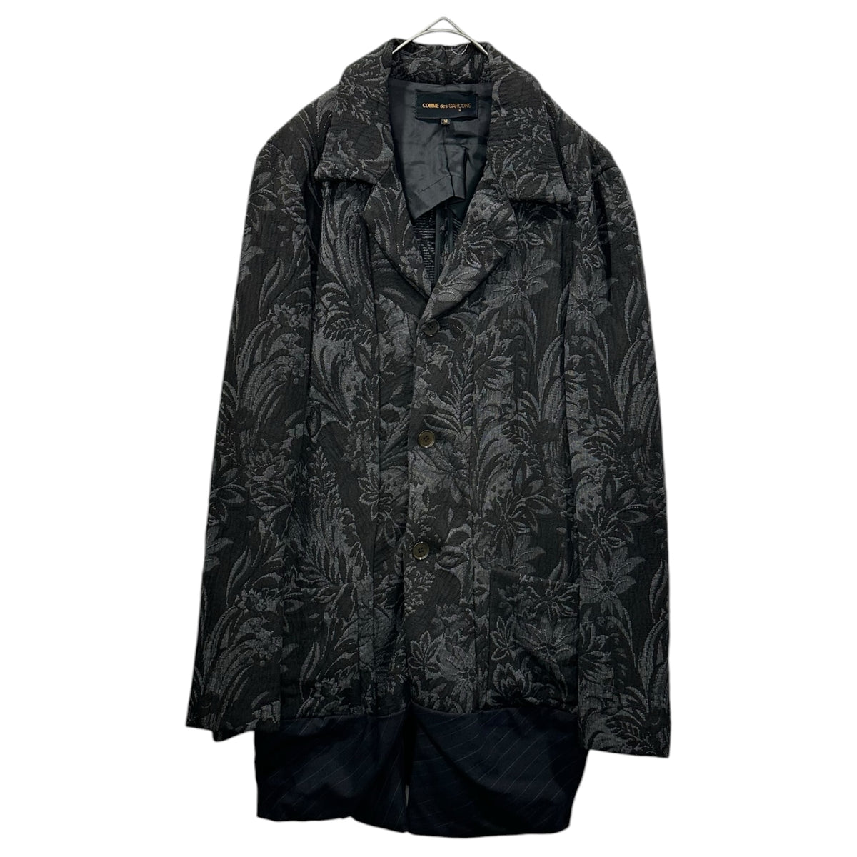 COMME des GARCONS(コムデギャルソン) 1992AW Jacquard combination 3-button tailored jacket ジャガード 切替 3B ジャケット GJ-11012 Ｍ ブラック AD1992 テーラード 90's 90年代