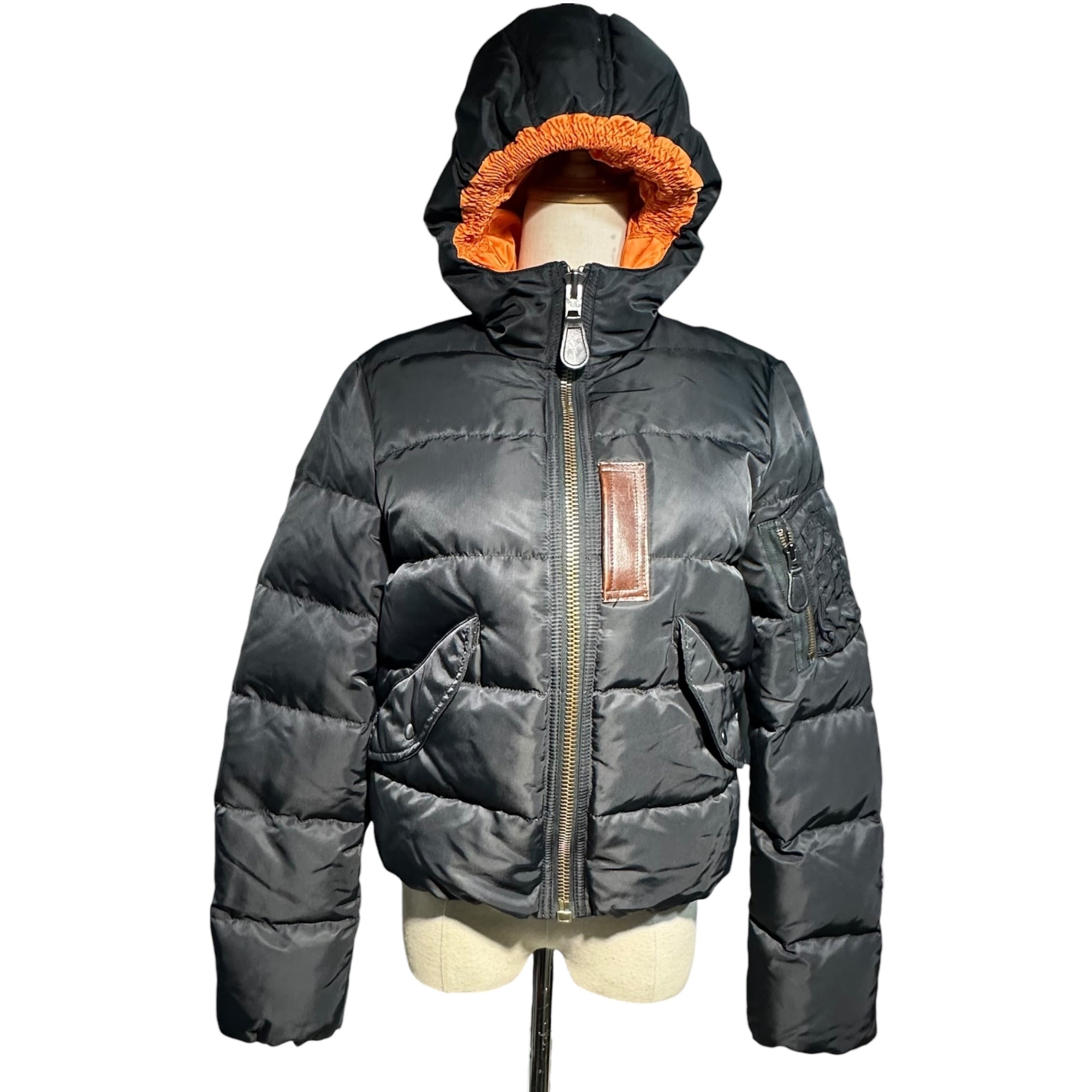 COMME des GARCONS JUNYA WATANABE MAN PINK(コムデギャルソンジュンヤワタナベマンピンク) 11AW × DUVETICA Hooded MA-1 Down Jacket デュベティカ コラボ フーデッド MA-1 ダウン ジャケット UH-J015 M ブラック×オレンジ AD2011