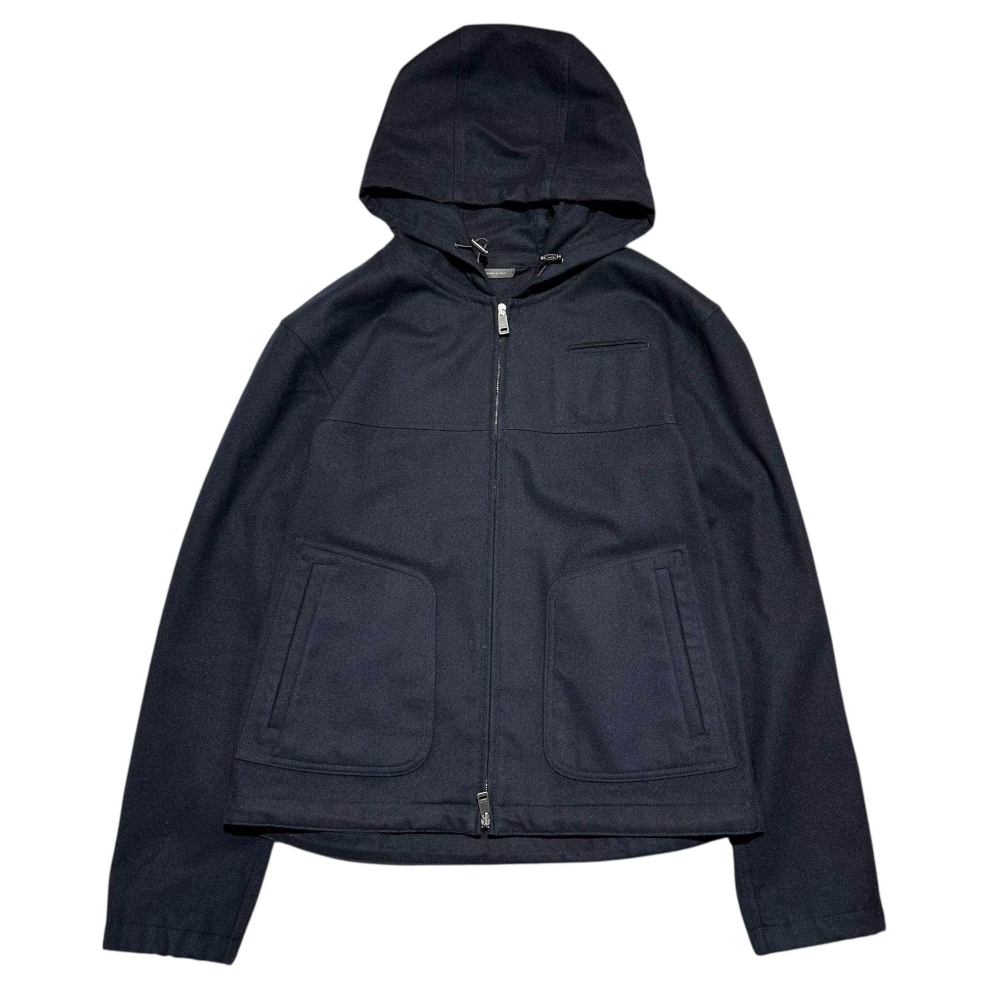 JIL SANDER(ジルサンダー) 15AW Wool Light Melton Hooded Jacket ウール ライト メルトン  フーデッド ジャケット 46(S) ブラック