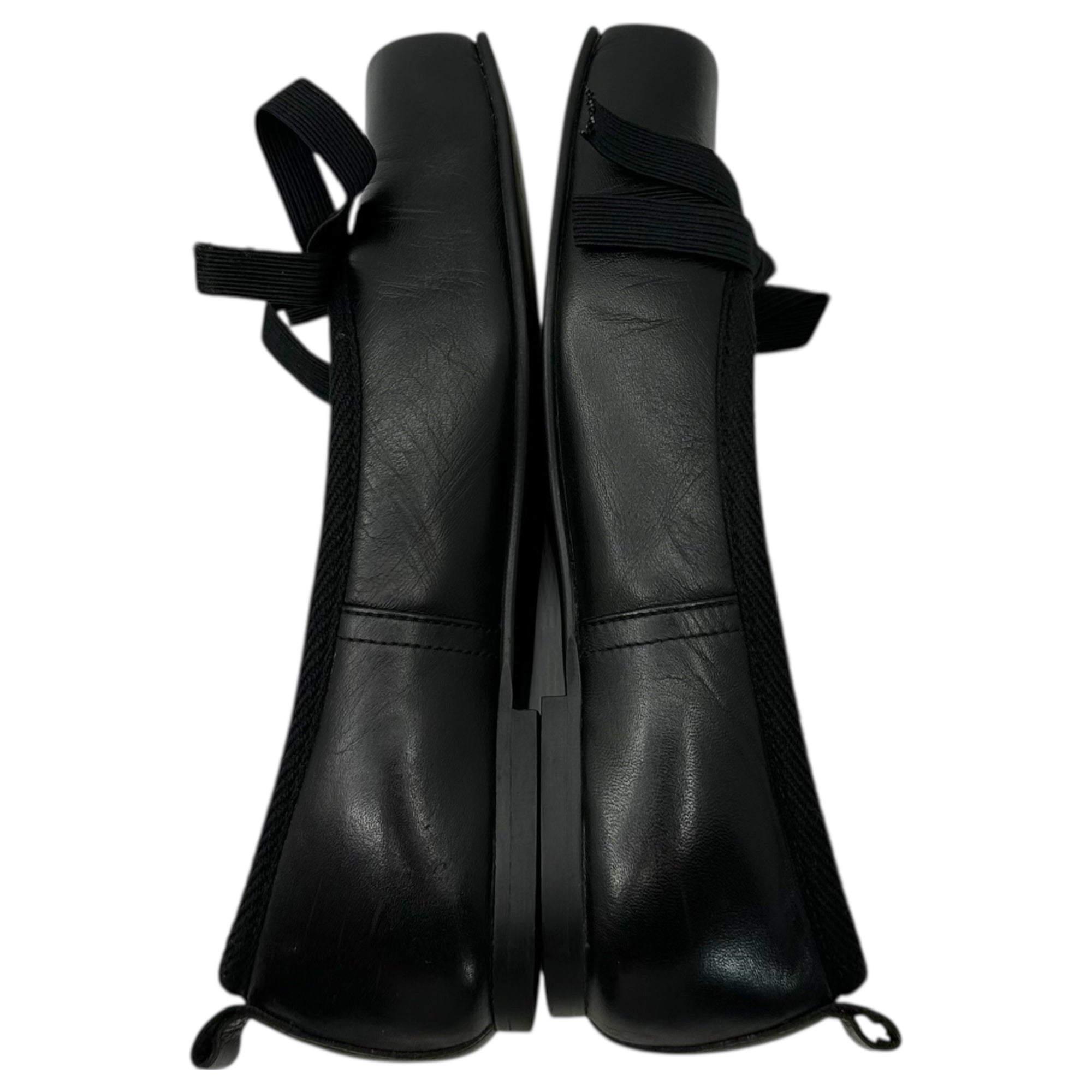 robe de chambre COMME des GARCONS(ローブドシャンブルコムデギャルソン) Square-Toe Ribbon Ballet Shoes スクエアトゥ リボン バレエ シューズ 22.5cm ブラック パンプス フラット ヴィンテージ 稀少アイテム