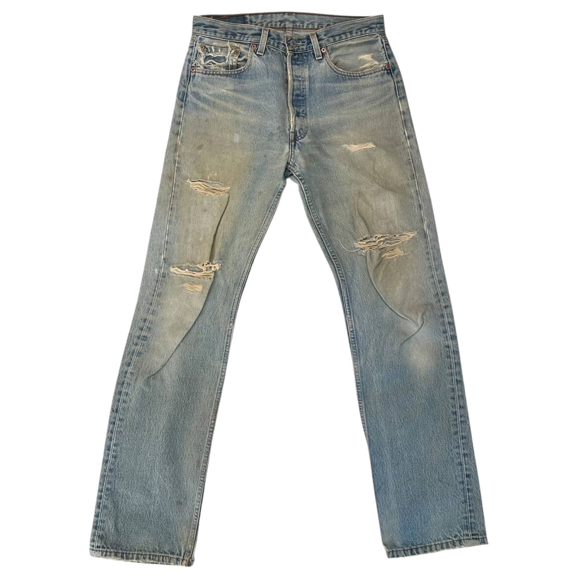 Levi's(リーバイス) 90's 501XX Crash Denim Pants クラッシュ デニム パンツ 501-0000 W33 L36 ライトインディゴ 1999年5月製造 90年代 ヴィンテージ ダメージ