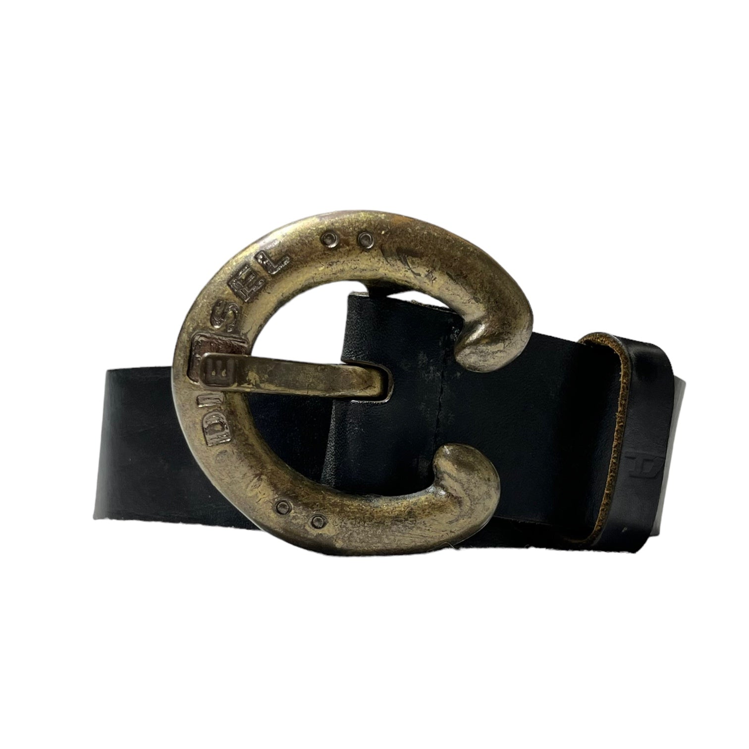 DIESEL(ディーゼル) 00's horseshoe leather belt ホースシュー バックル レザー ベルト ブラック Y2K