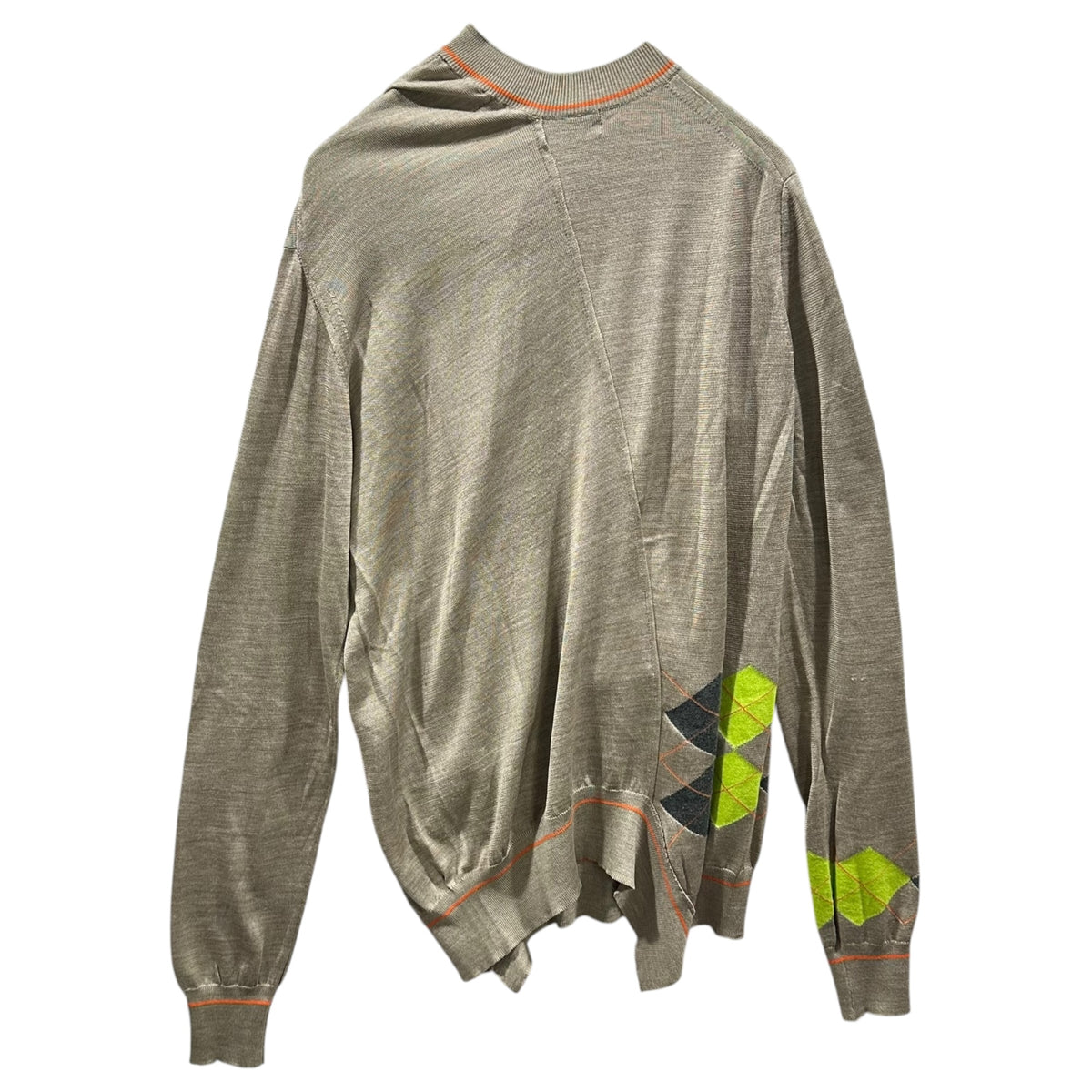 JUNYA WATANABE COMME des GARCONS(ジュンヤワタナベコムデギャルソン) 2008SS Argyle-Paneled Cardigan アーガイル 切替 カーディガン JA-N020 S ベージュ×グリーン×オレンジ AD2007 00s アーカイブ