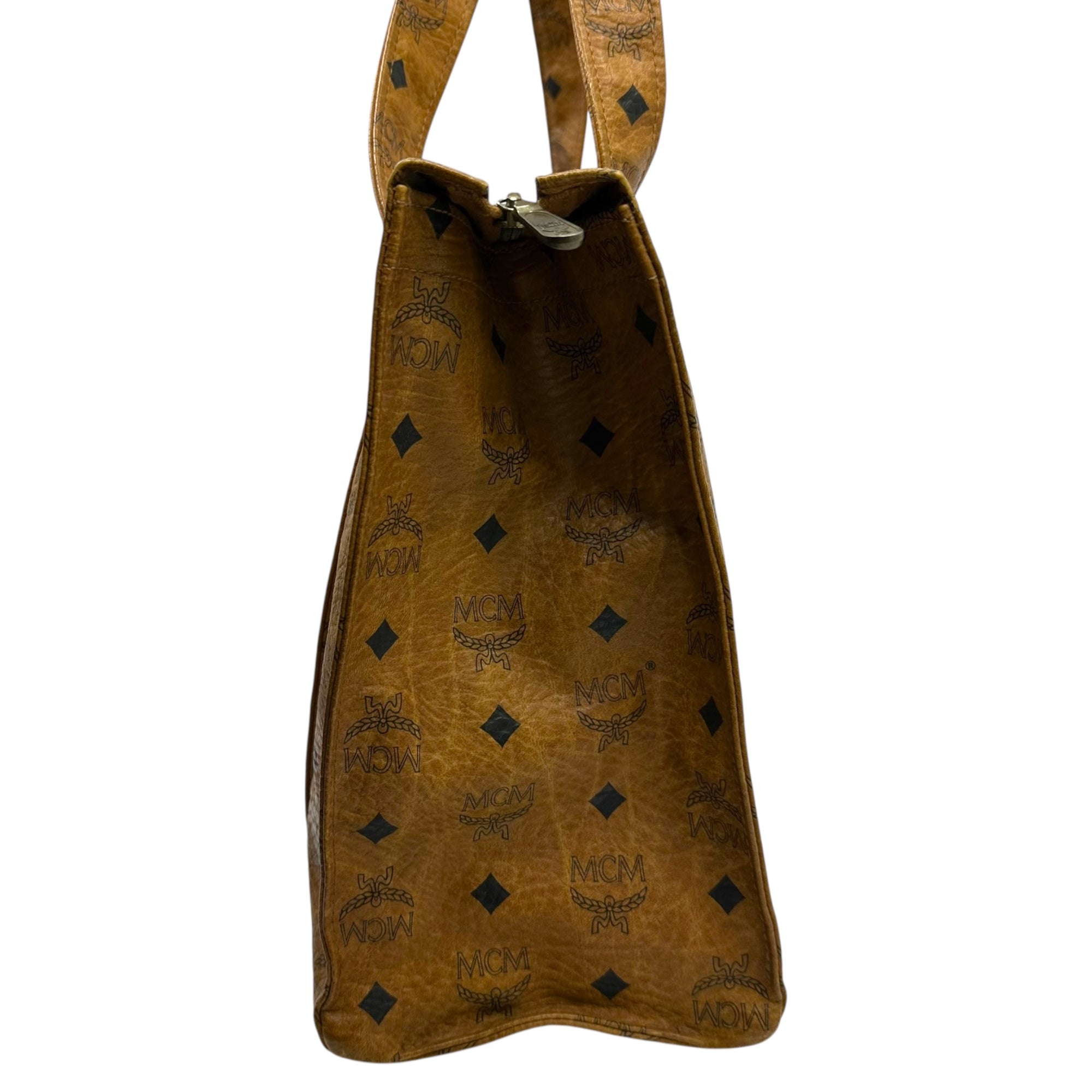 MCM(エムシーエム) Visetos Monogram Tote Bag ヴィセトス モノグラム トート バッグ 8083M ブラウン ririジップ使用