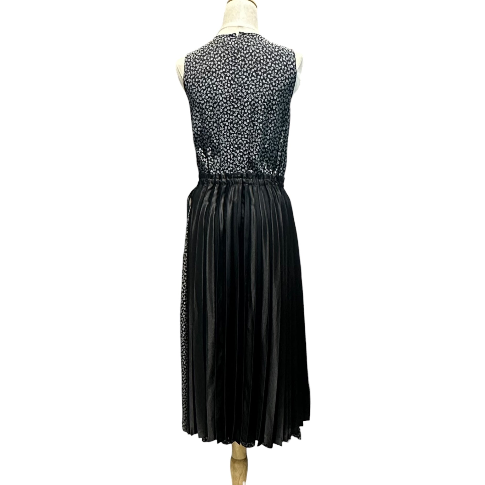 noir kei ninomiya(ノワールケイニノミヤ) 19SS Small Floral Print Waist Gathered Pleated Docked Sleeveless Dress 小花柄 ウエストギャザー プリーツ ドッキング ノースリーブ ワンピース 3C-O021 XS ブラック AD2018