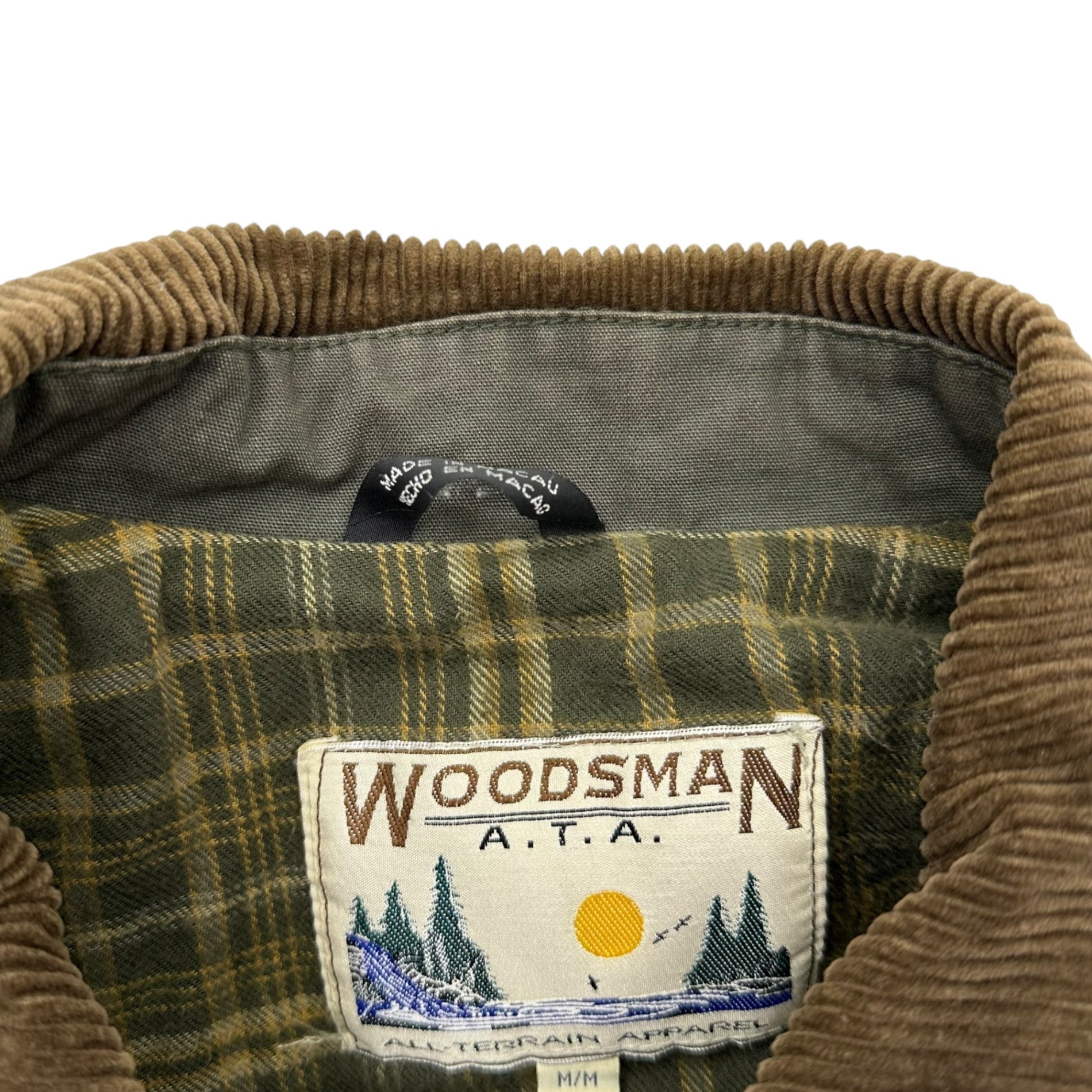 WOODSMAN(ウッズマン) 90's Hunting jacket コーデュロイ 襟 ハンティング ジャケット M カーキ 90年代 古着 ヴィンテージ