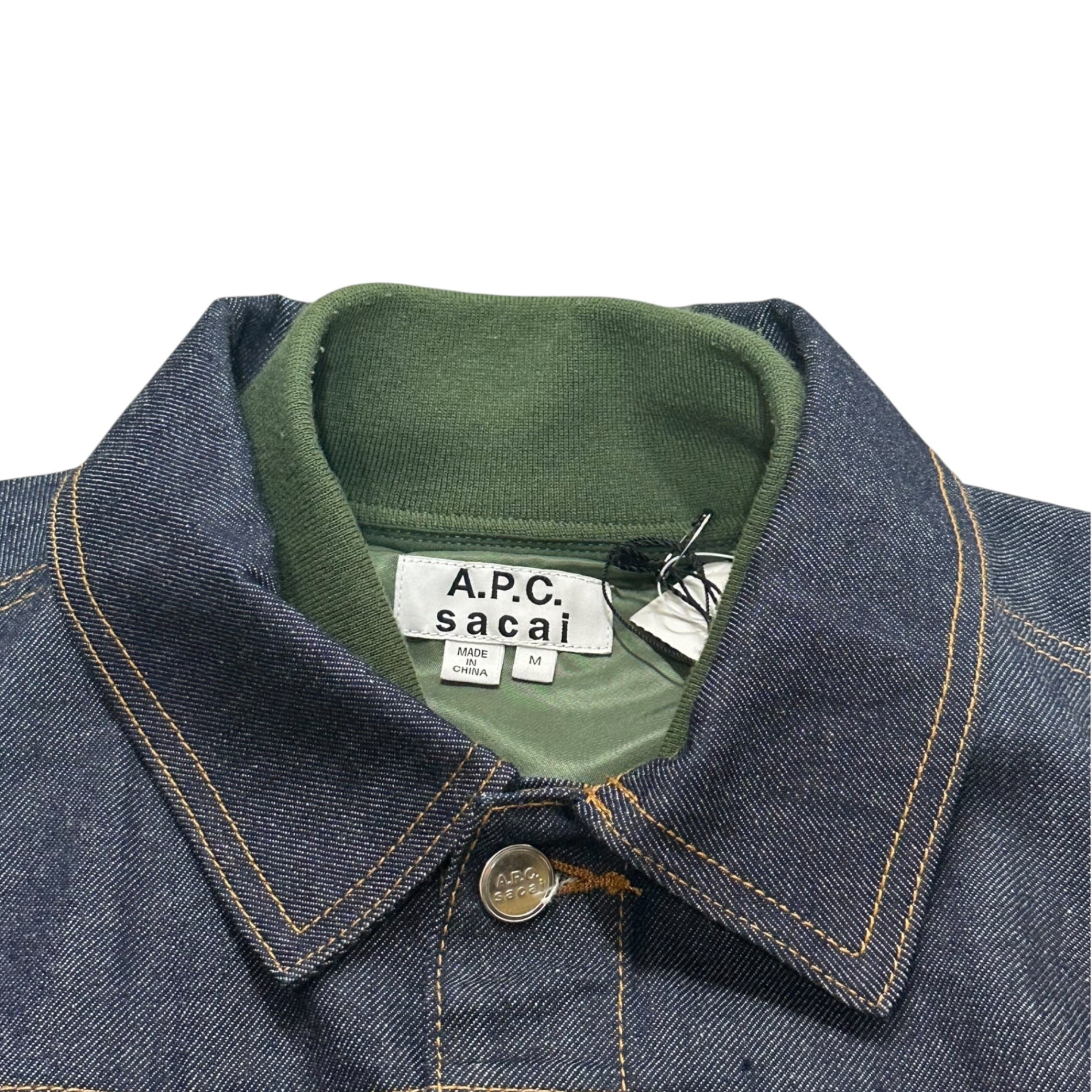 A.P.C.×sacai(アーペーセー×サカイ) BLOUSON EIMI denim jaket 切替 デニム ブルゾン ジャケット 21-0293S M インディゴ×カーキ