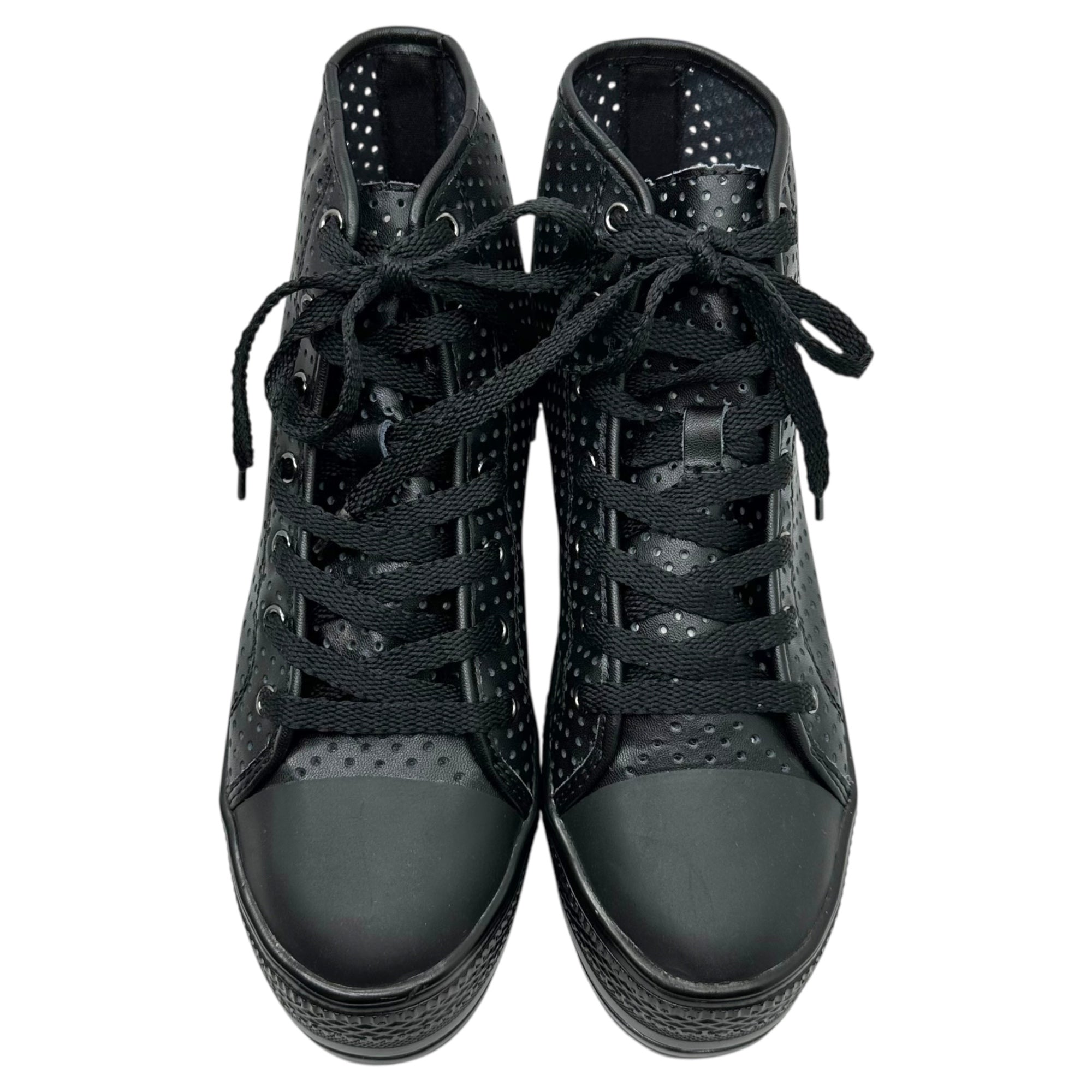 COMME des GARCONS JUNYA WATANABE(コムデギャルソンジュンヤワタナベ) Punching Leather Thick Sole High Cut Sneaker パンチング レザー 厚底 ハイカット スニーカー JA-K115 L ブラック