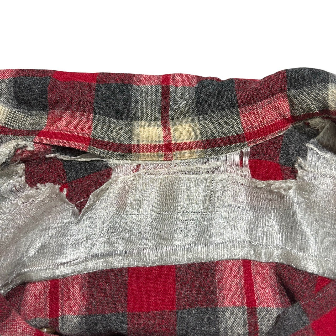 VINTAGE(ヴィンテージ) 60~70's Flap pocket check wool open collar shirt フラップポケット チェック ウール 開襟シャツ レッド×グレー