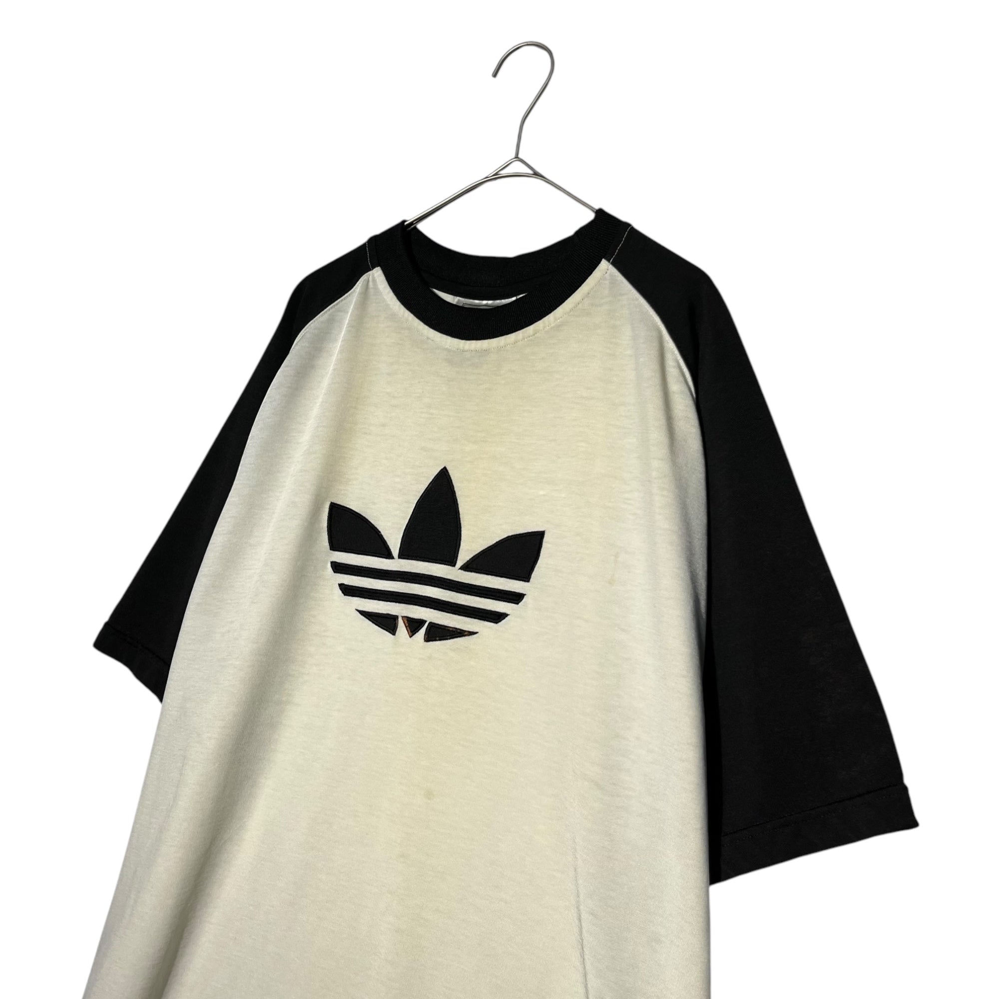 adidas(アディダス) 90's Raglan hockey game shirt ロゴ ラグラン ホッケー ゲーム シャツ AYZ001 L(XL程度) ホワイト×ブラック 90年代 ヴィンテージ Tシャツ