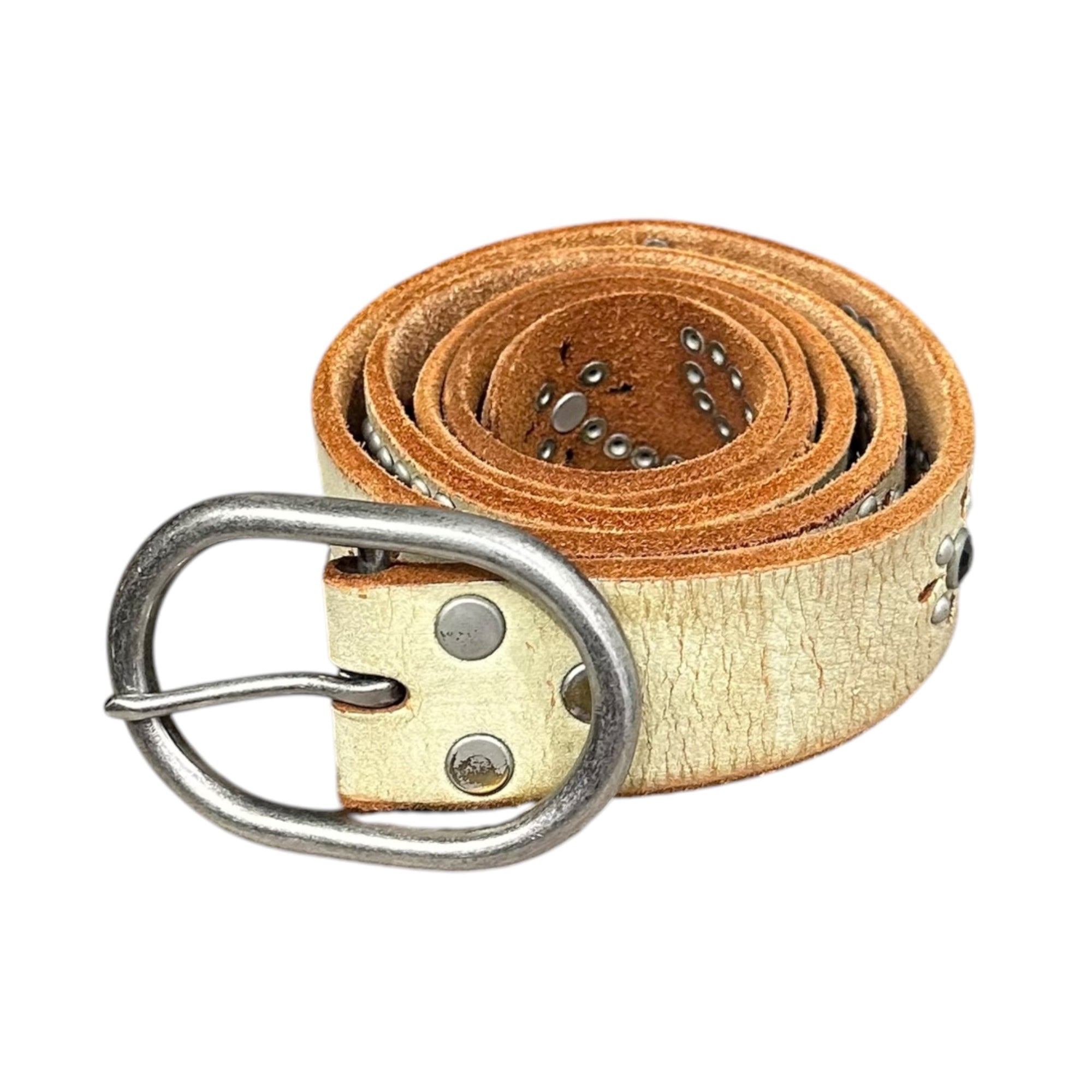 Hawk company(ホークカンパニー) Studded Leather Belt スタッズ レザー ベルト L ホワイト