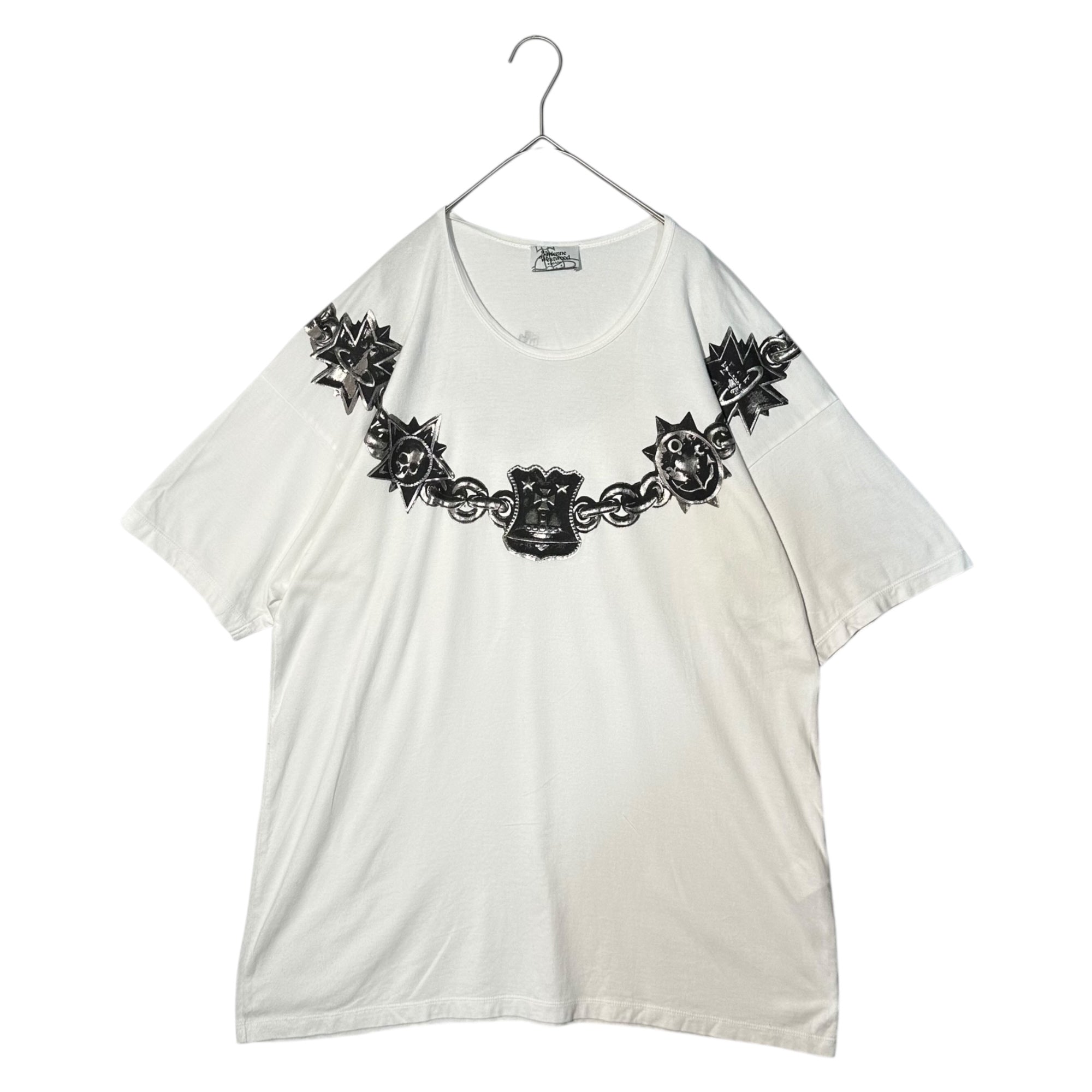 Vivienne Westwood MAN(ヴィヴィアンウエストウッドマン) Jewelry Chain Big T-Shirt ジュエリー チェーン ビッグ Tシャツ 189013 5118 FREE ホワイト×ブラック
