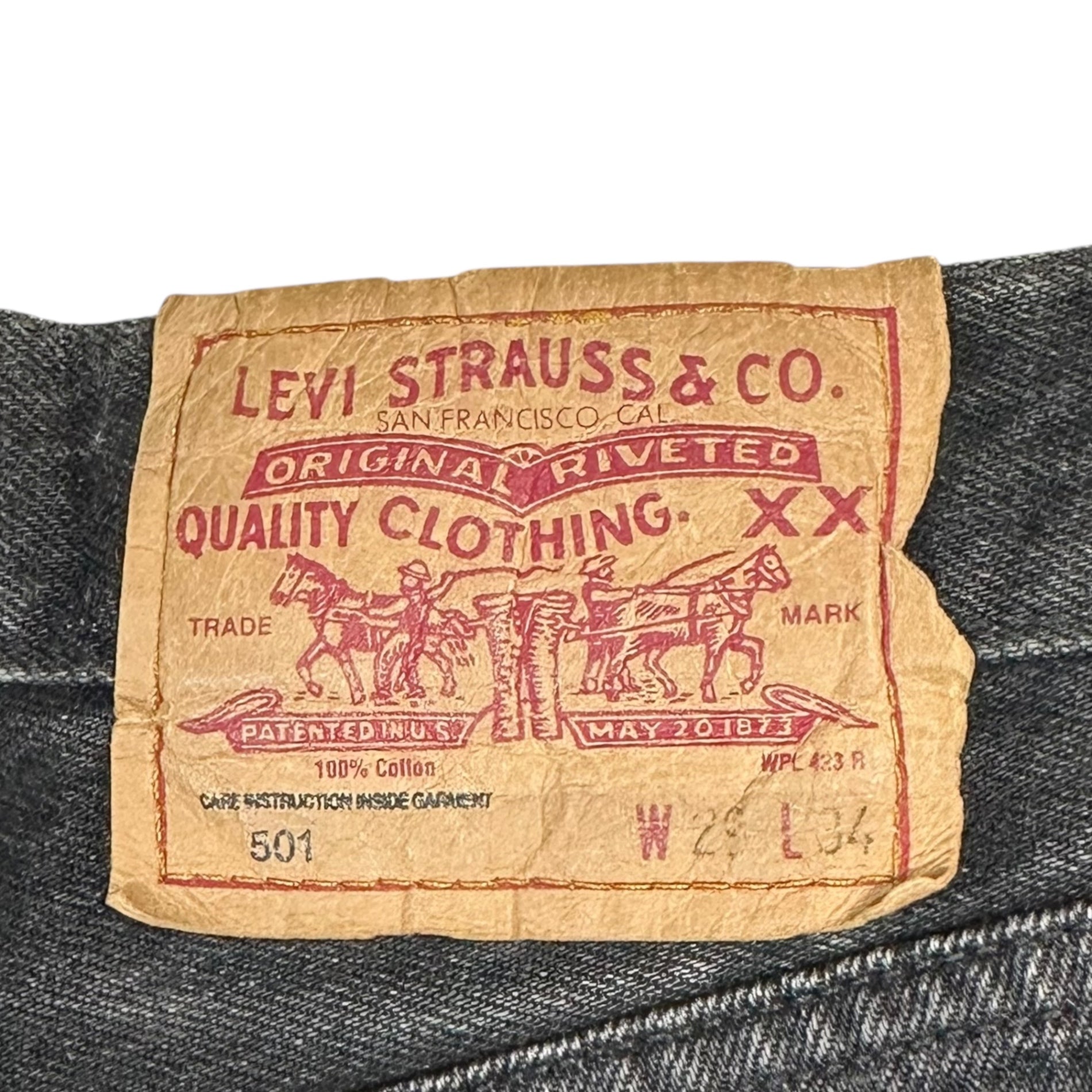 Levi's(リーバイス) 90's 501 USA made Post-dyed Black Denim Pants 後染め ブラック デニム パンツ W29 L34 ブラック 90年代 USA製 裏ボタン524 ヴィンテージ