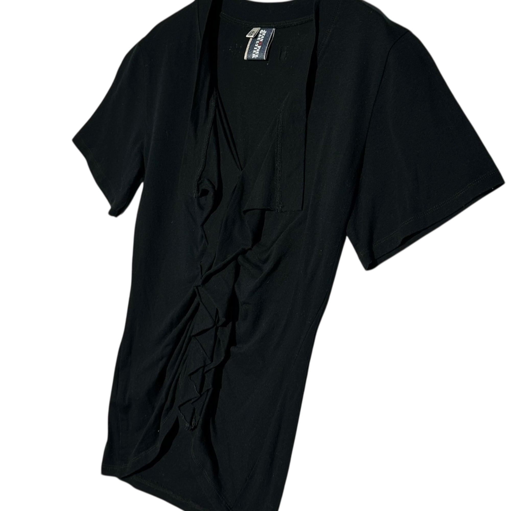Jean Paul GAULTIER(ジャンポールゴルチエ) 00's Front frill S/S cut and sew フロントフリル 半袖 カットソー 40(L) ブラック