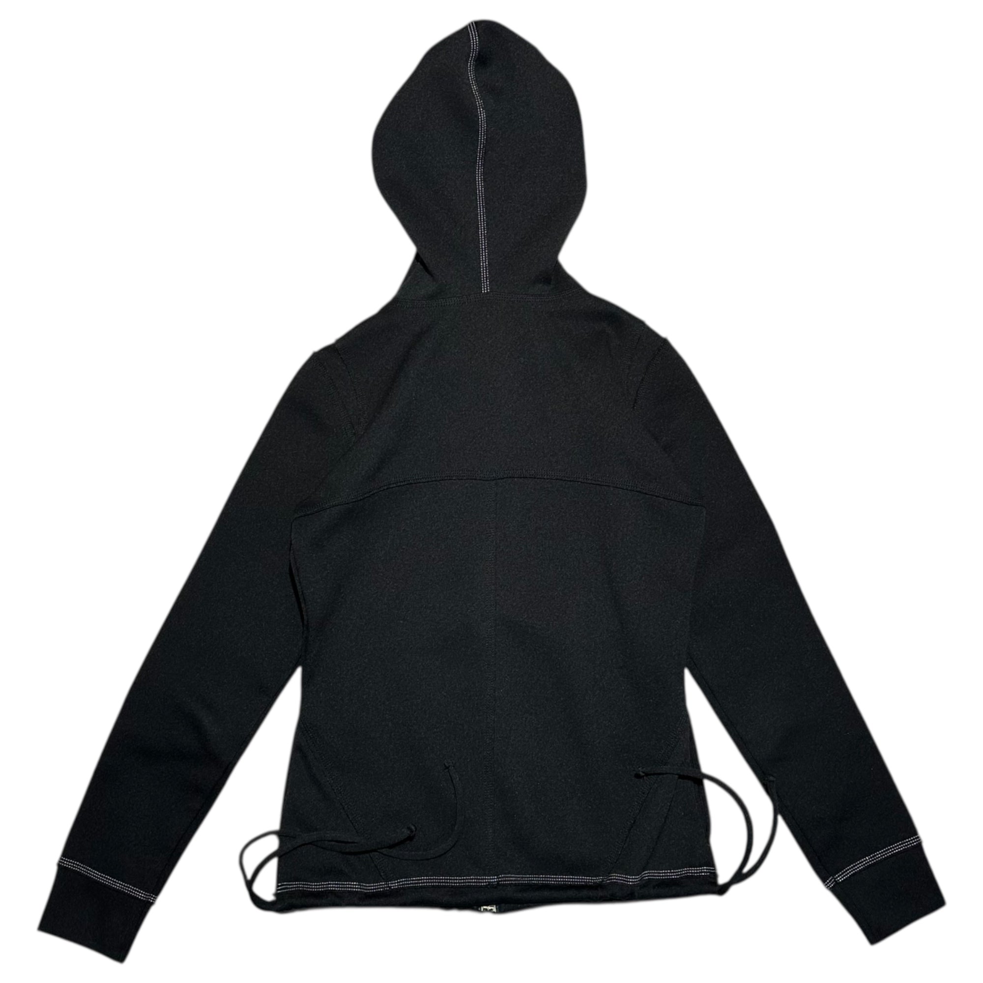 MARITHE FRANCOIS GIRBAUD(マリテフランソワジルボー) 00's Drawstring Hem Polyester Zip Hoodie 裾 ドロー コード ポリエステル ジップ パーカー F7-6441 S ブラック Y2K