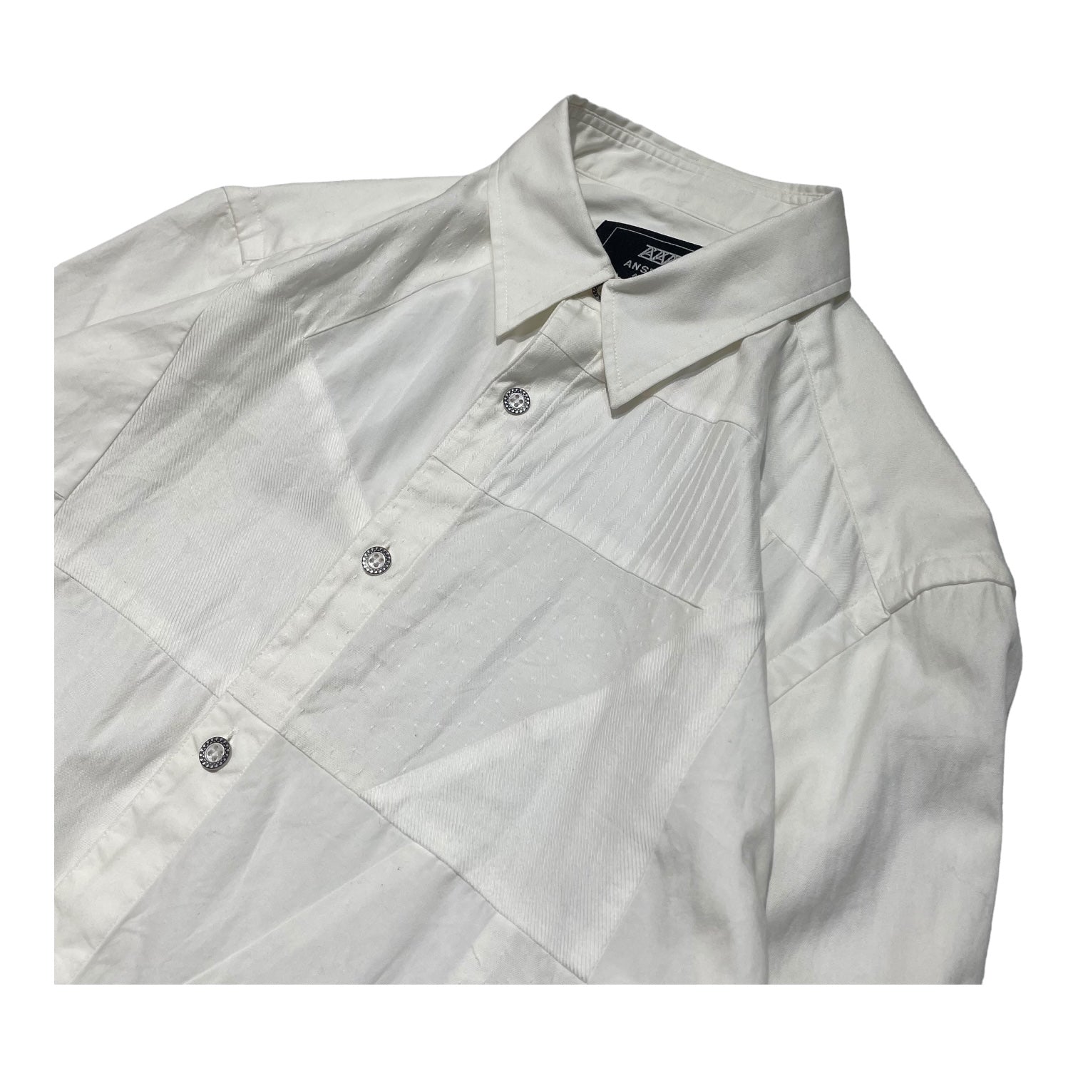 ANREALAGE(アンリアレイジ) flannel patchwork shirt パネル パッチワーク シャツ 46(M程度) ホワイト  ANSEASON ANREALAGE