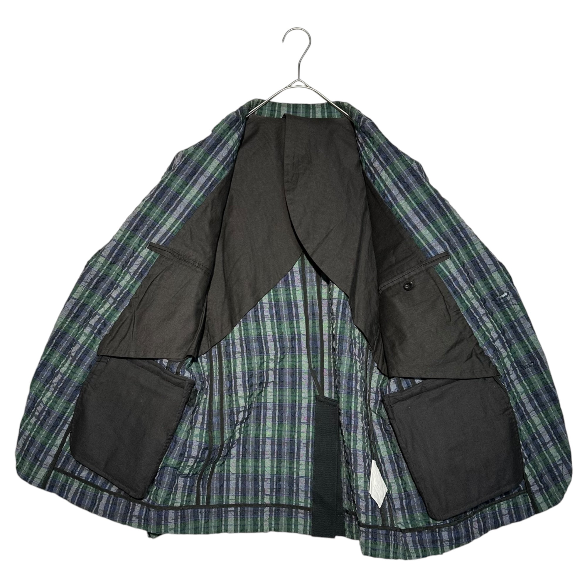 sacai(サカイ) 17SS Seersucker check 3B jacket シアサッカー チェック 3B テーラード ジャケット 17-01338M 1 ネイビー×グリーン