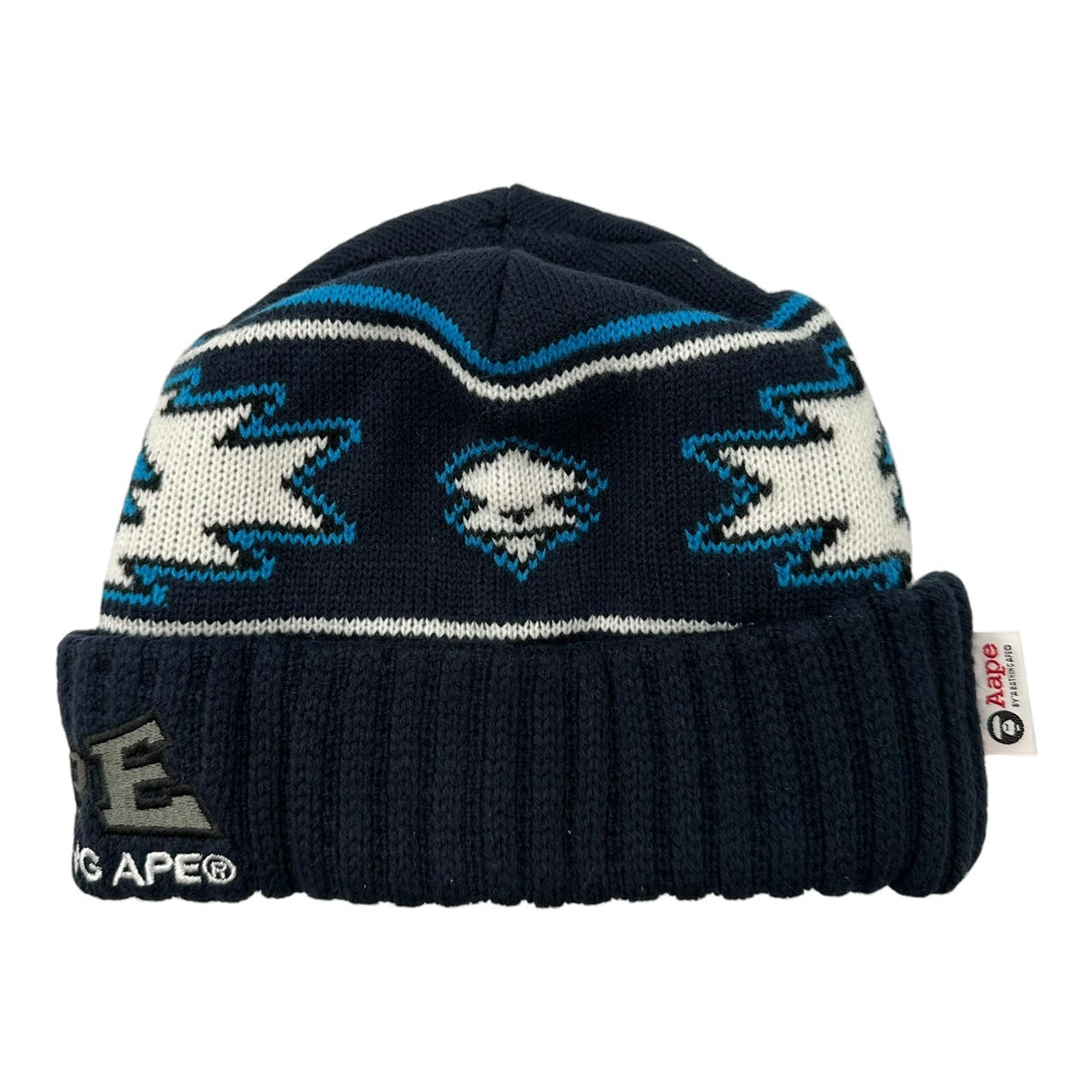 Aape(エーエイプ) Monkey Ortega-Pattern Knit Cap 猿 オルテガ調 ニット キャップ ネイビー
