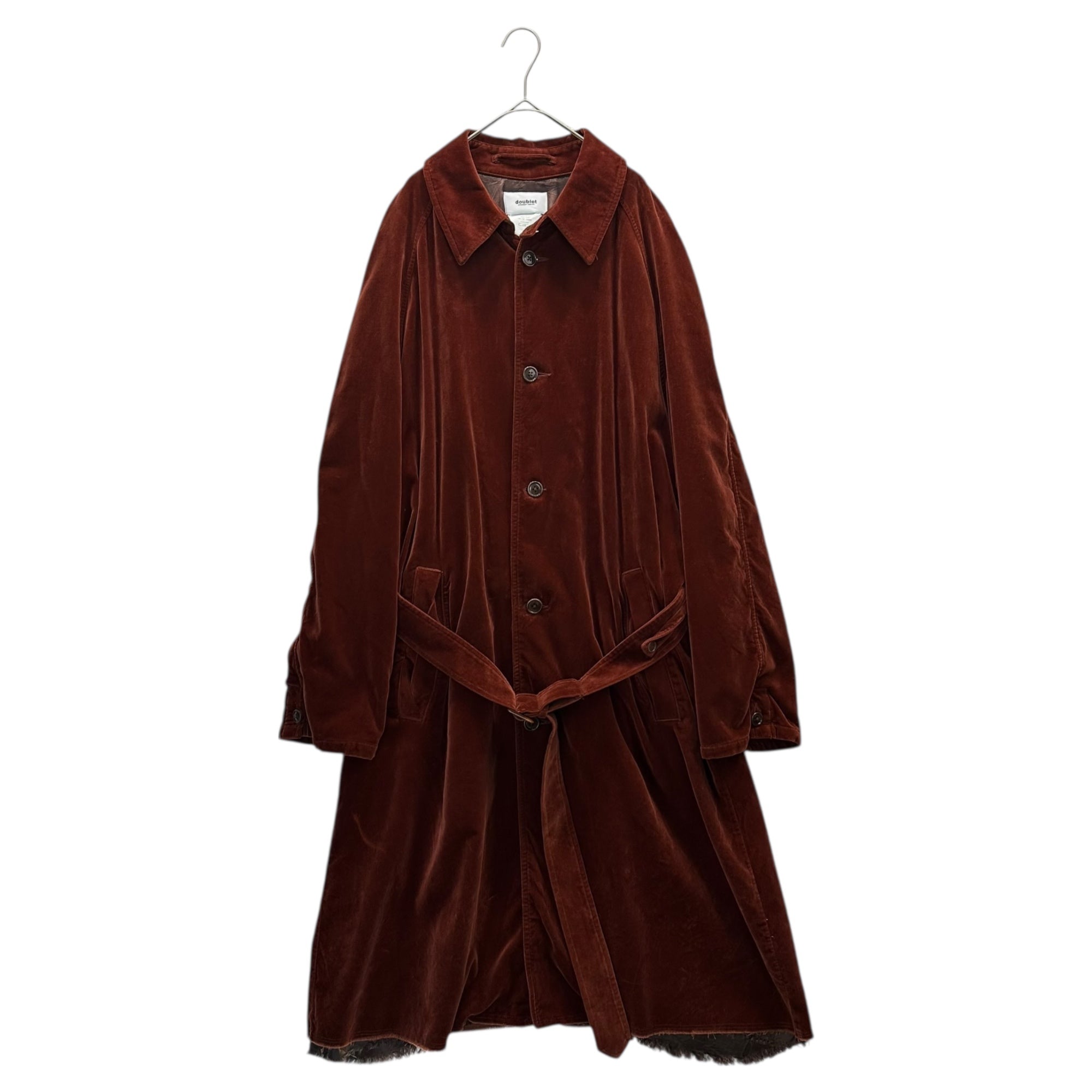 doublet(ダブレット) 21AW CUT OFF VELVET COAT カットオフベルベットコート 21AW09CO46 L ブラウン