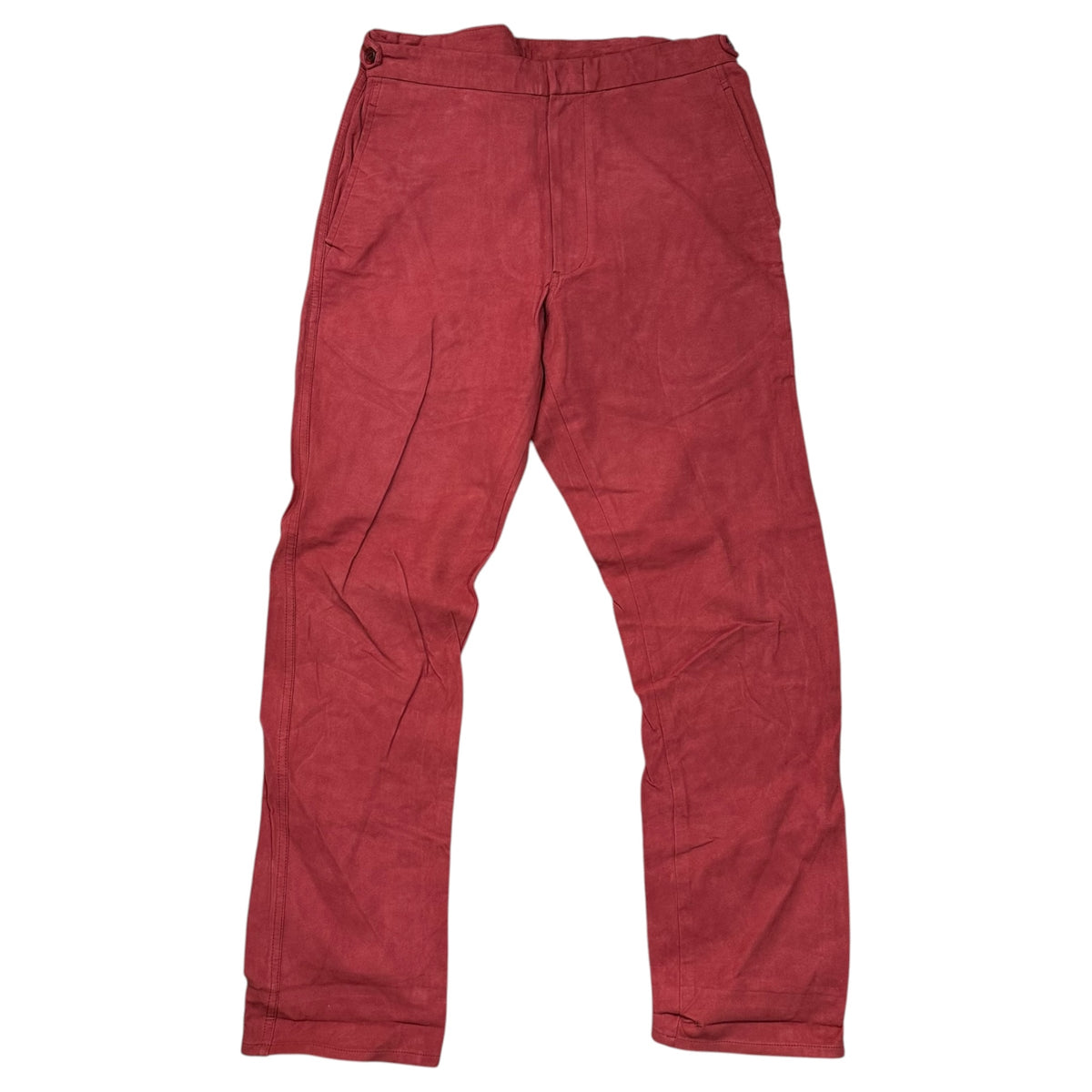 COMME des GARCONS HOMME PLUS(コムデギャルソンオムプリュス) 1999AW Souvenir Kitsch Collection Straight-Leg Faux Suede Pants with Side Adjusters スーベニールキッチュ期 フェイク スウェード サイド アジャスター ストレート パンツ PP-10042L L レッド AD1999 90s アーカイブ