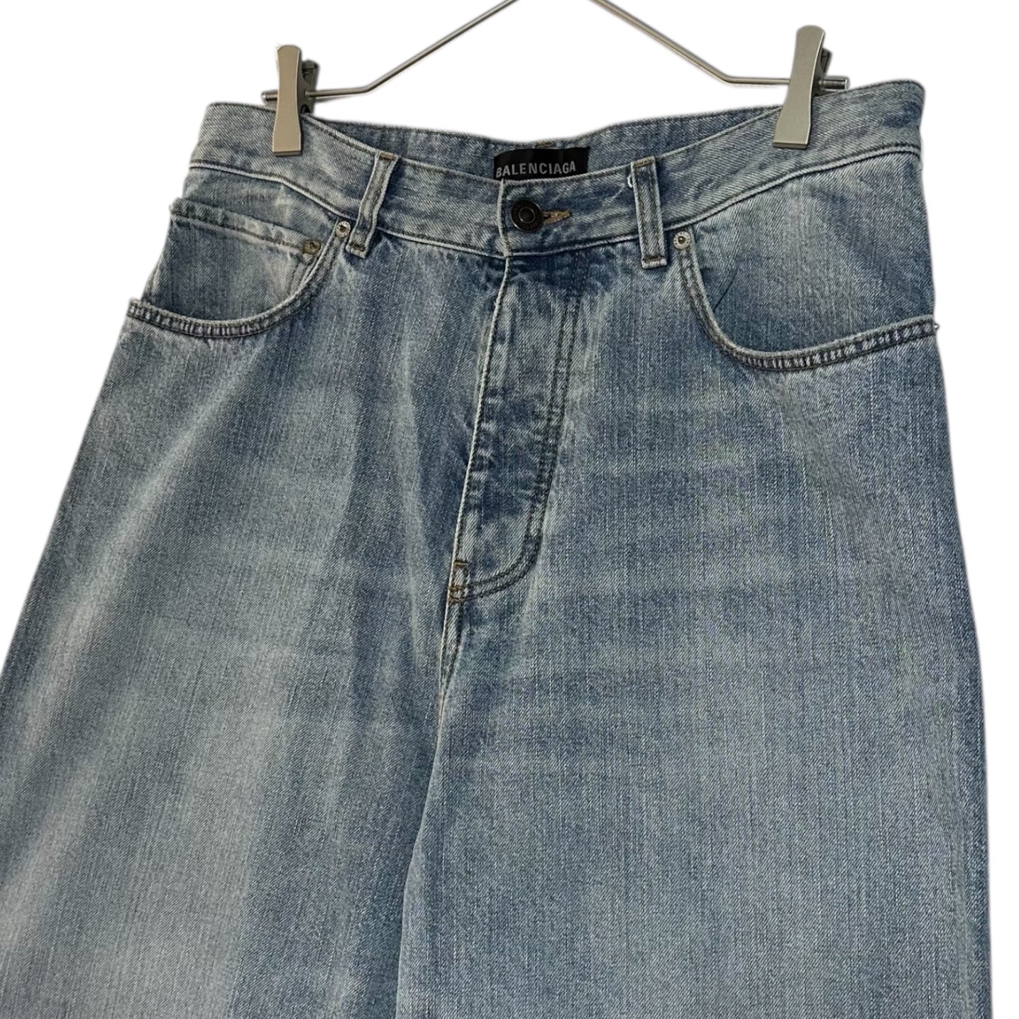 BALENCIAGA(バレンシアガ) 24SS Baggy Pants ウォッシュ加工 バギー デニム パンツ 745213 XS ライトインディゴ ワイド