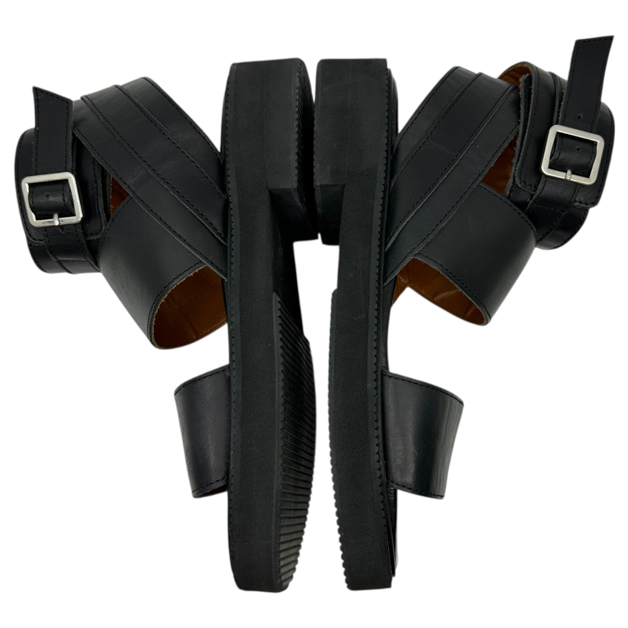 COMME des GARCONS JUNYA WATANABE(コムデギャルソンジュンヤワタナベ) Ankle Strap Leather Sandals アンクル ストラップ レザー サンダル M(24cm程度) ブラック
