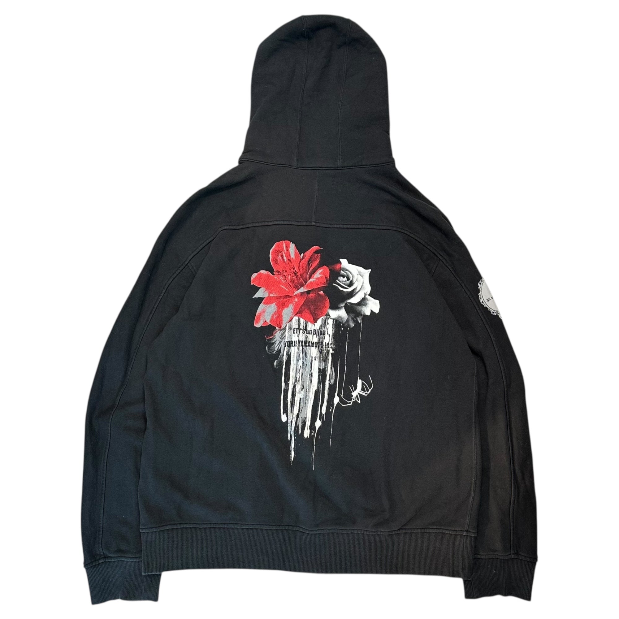 s'yte(サイト) Rose & Spider Back Print Zip-Up Hoodie 薔薇 & 蜘蛛 バックプリント ジップアップ パーカー UM-T27-019 3(L程度) ブラック×レッド×ホワイト ヨウジヤマモト