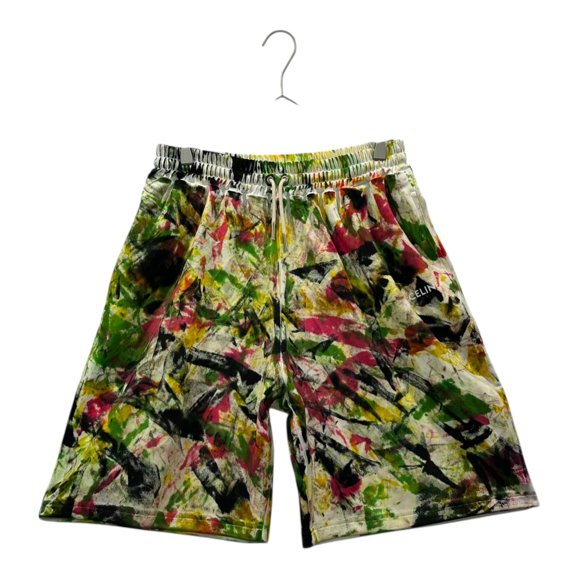 CELINE(セリーヌ) 22SS Wide-Leg Tie-Dye Paint Print Poly Shorts ワイドレッグ タイダイ ペンキ プリント  ポリ ショーツ ハーフパンツ 2Z144383Q S マルチカラー エディスリマン Hedi Slimane COSMIC CRUISER