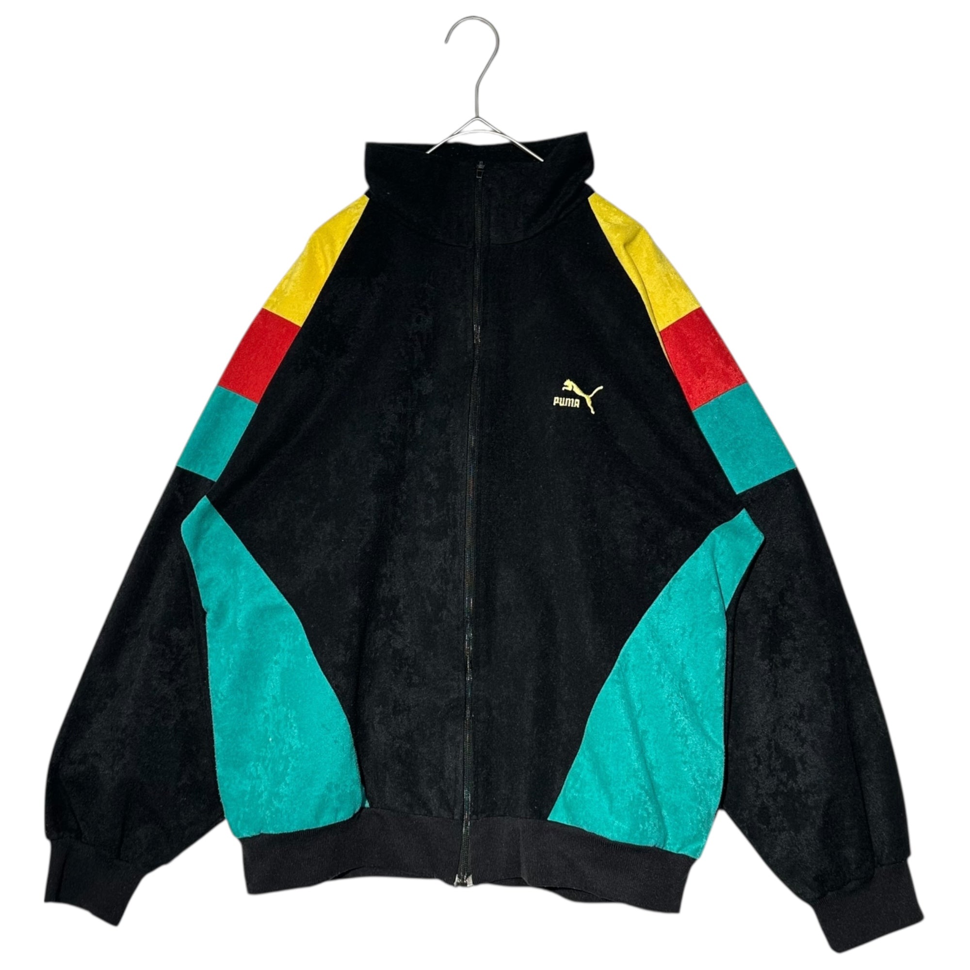 PUMA(プーマ) 70's France made Velour Track Jacket ベロア トラック ジャケット 4(L程度) ブラック 70年代 ヴィンテージ 古着