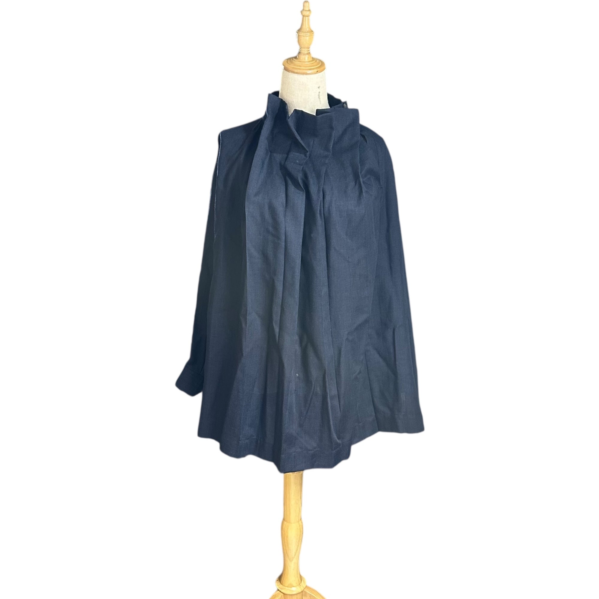 ISSEY MIYAKE(イッセイミヤケ) 70～80's Gathered neck wide-silhouette wool smock shirt ギャザーネック ワイドシルエット ウール スモック シャツ 70年代～80年代 JG14850 FREE ネイビー 初期生産品 稀少