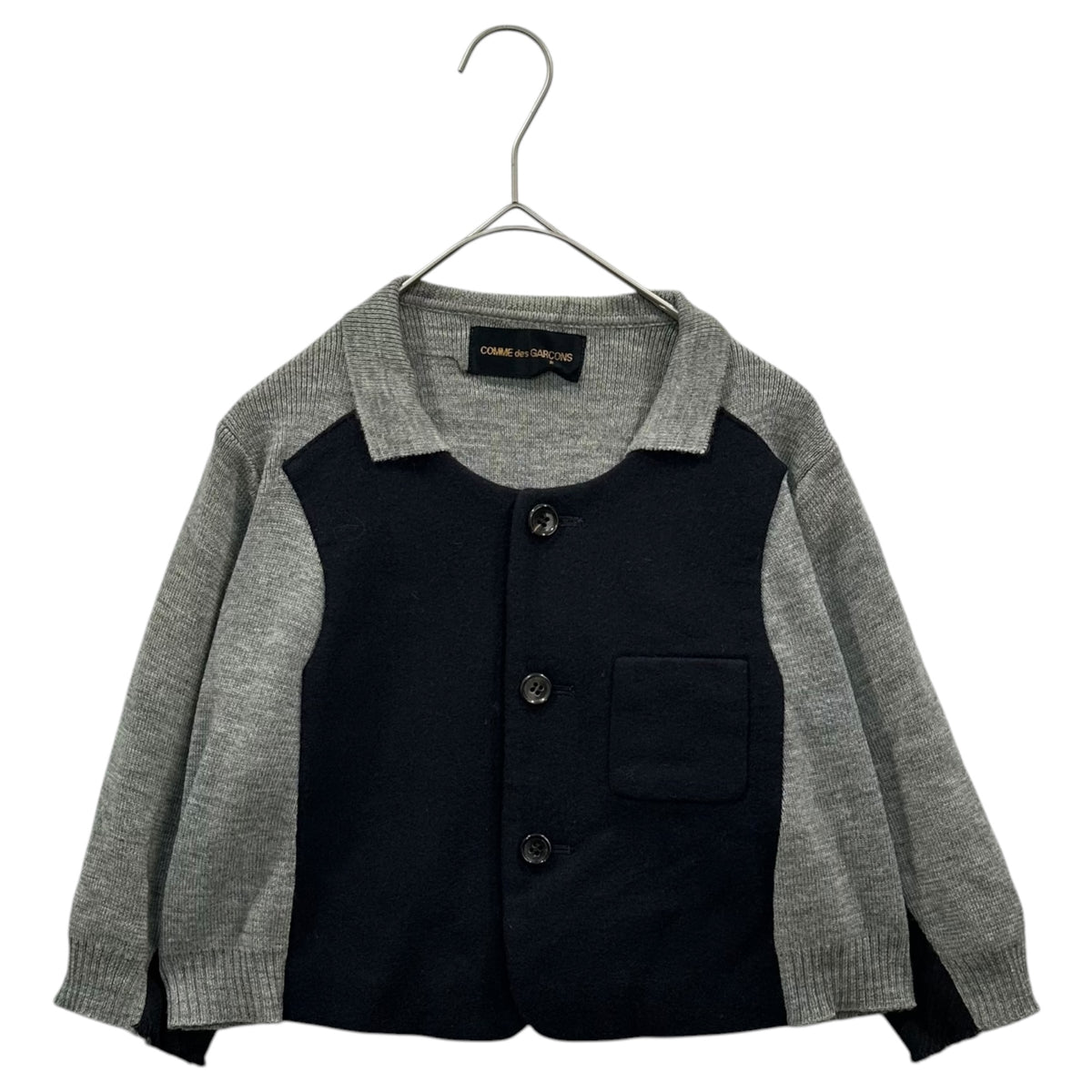 COMME des GARCONS(コムデギャルソン) 1993AW Melton Patchwork Knit Jacket メルトン 切替 ニット ジャケット GJ-040300 FREE グレー×ネイビー AD1993 90s アーカイブ